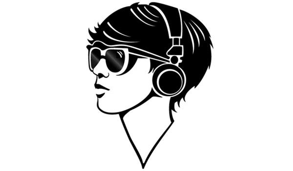 Girl with Headphones Free Vector