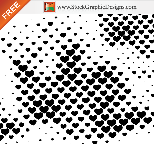 Halftone Hearts Free Vector Design Elements