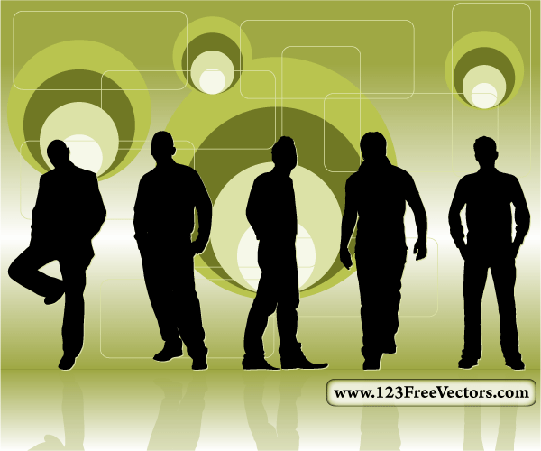 Retro Background with Men Silhouettes Vector
