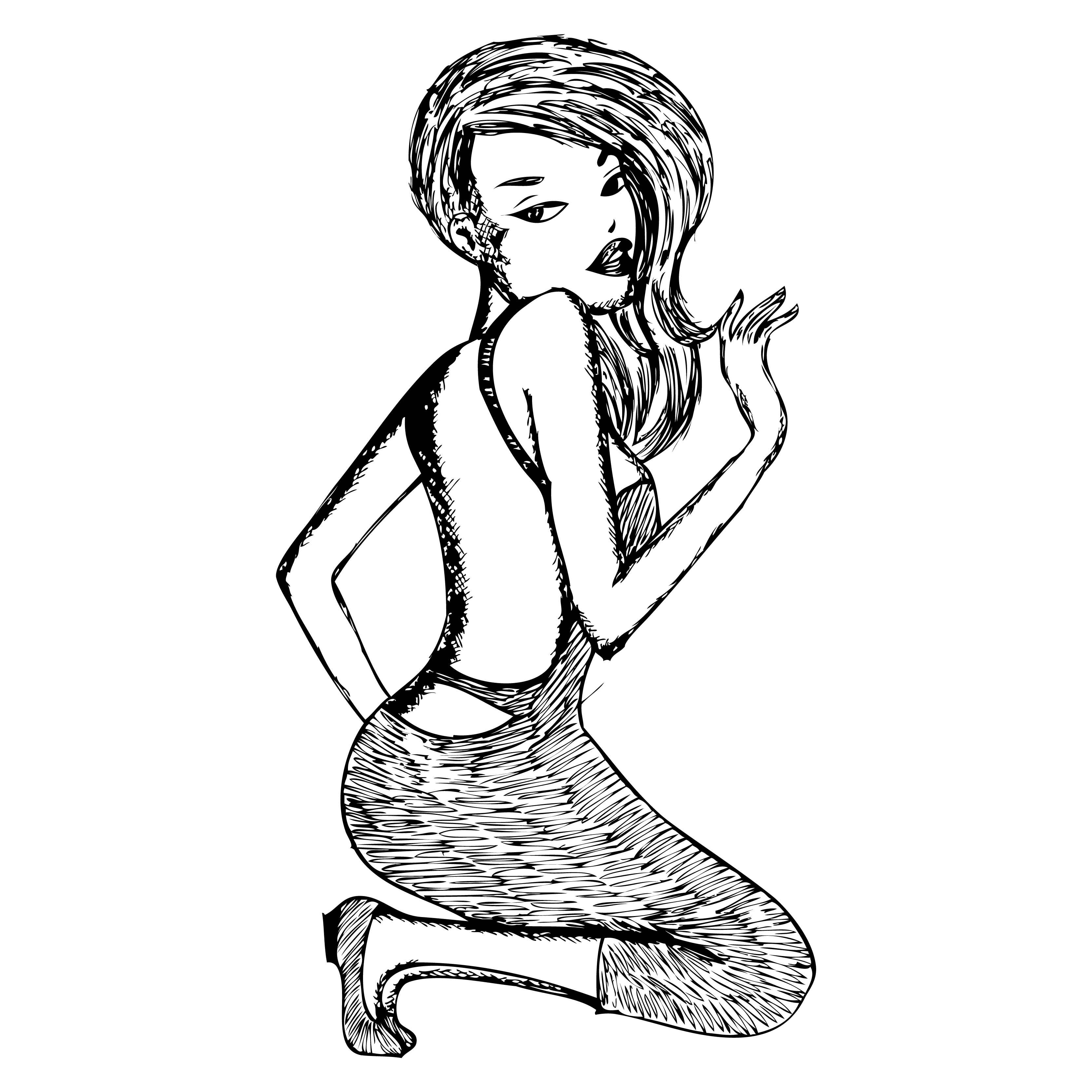 Kneeling Woman Illustration