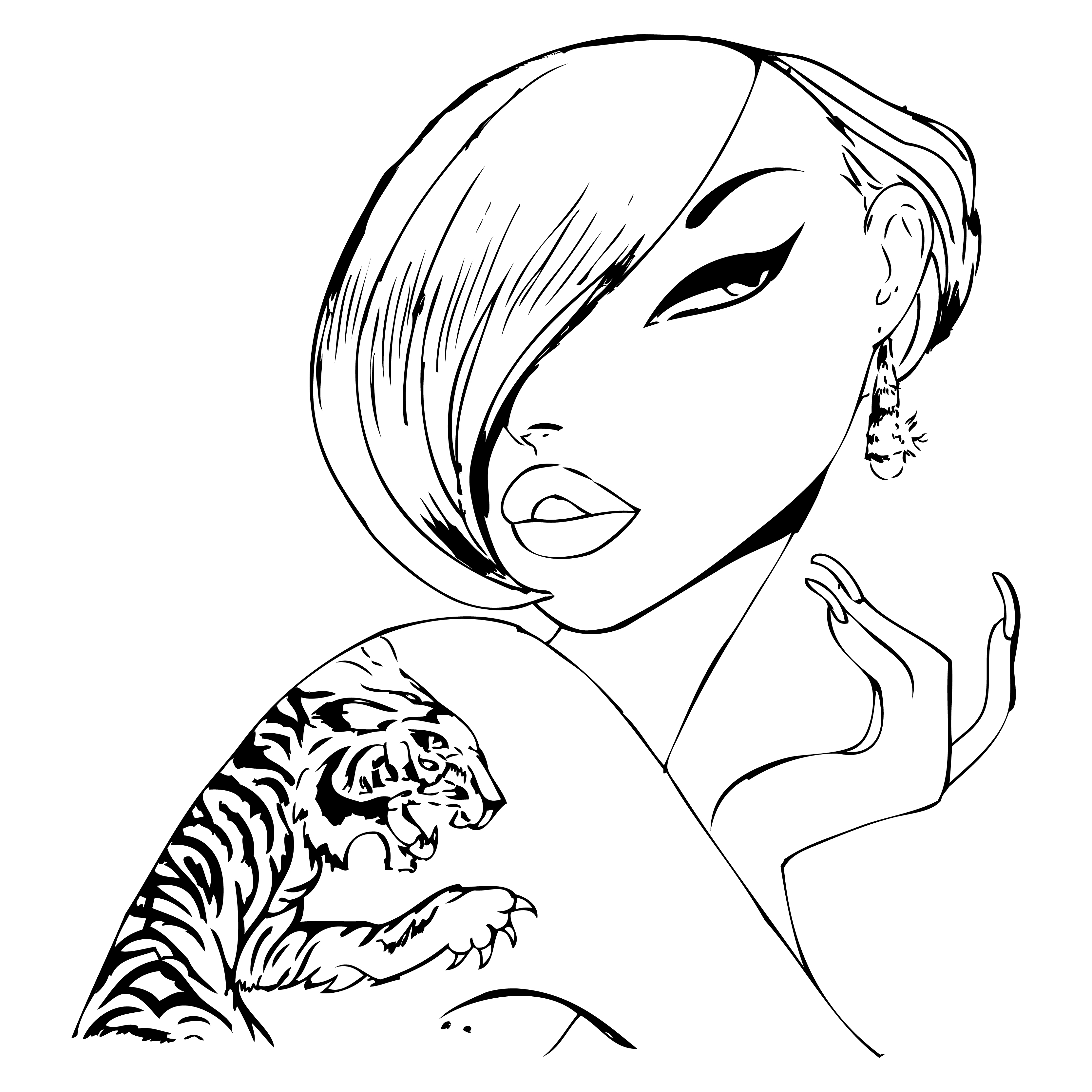 Woman with Tiger Tattoo