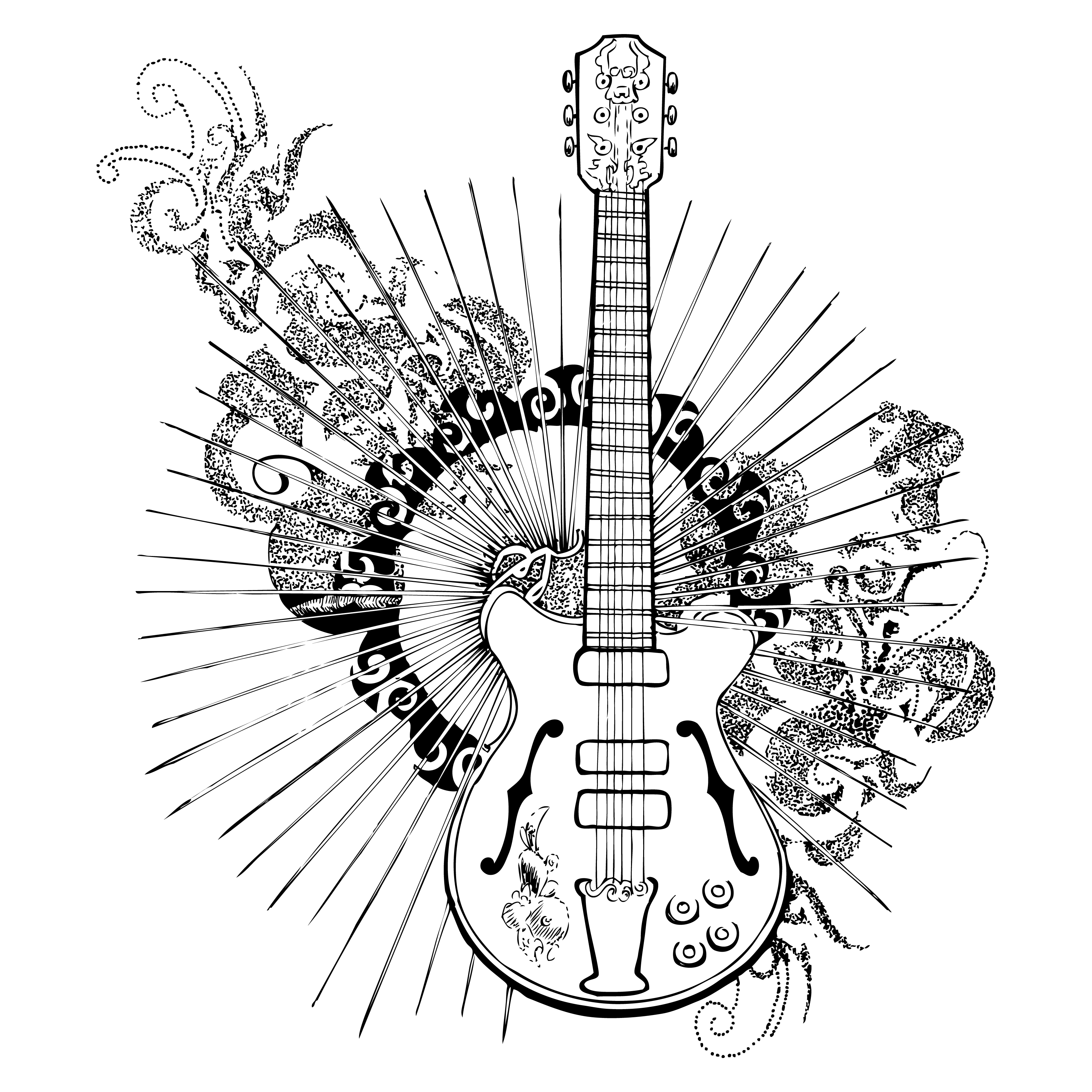Amazon.com: Trademark Fine Art Guitar Sketch by Ethan Harper, 35x47-Inch,  35 in x 47 in : Everything Else