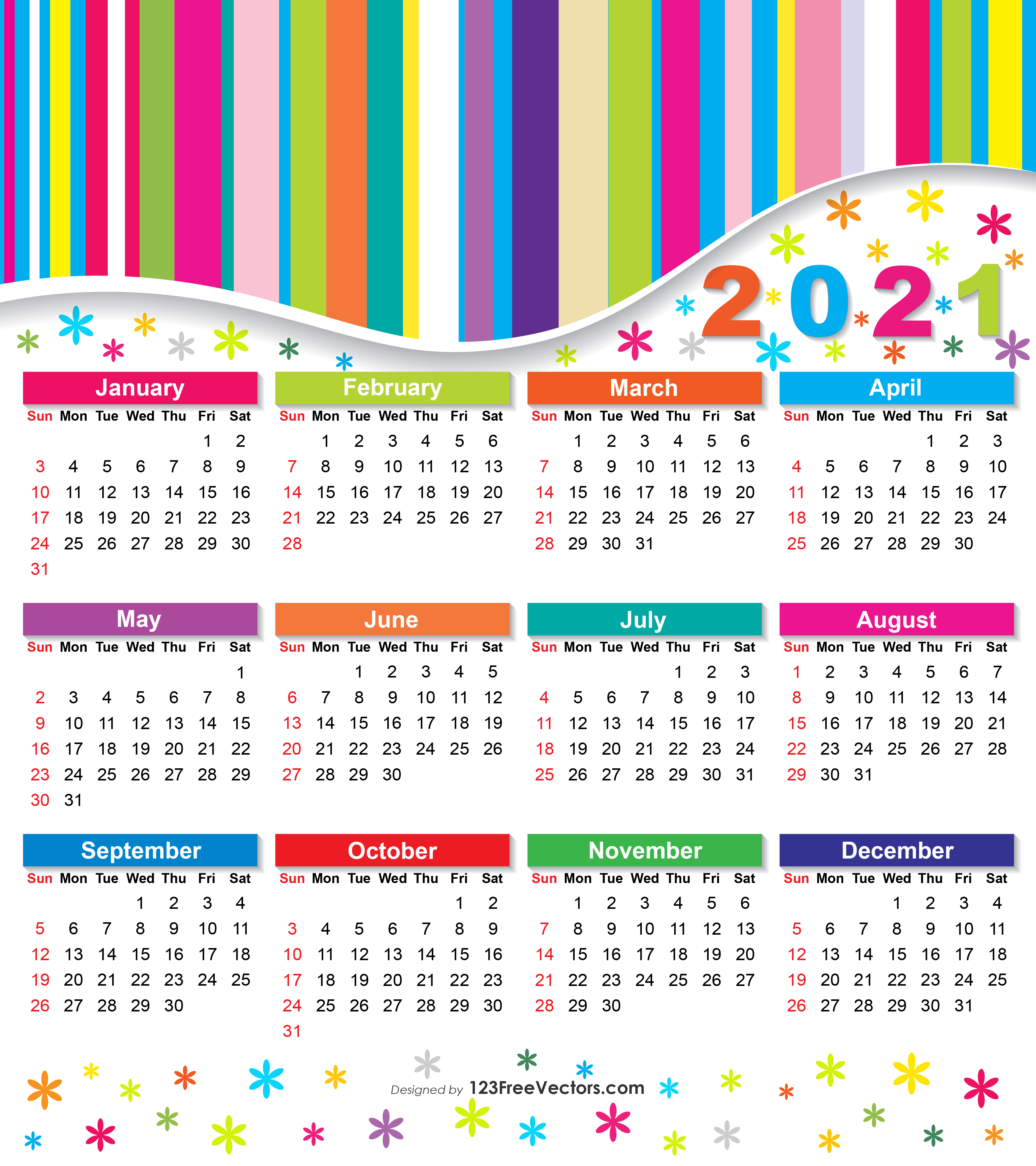 Free Free 21 Colorful Calendar