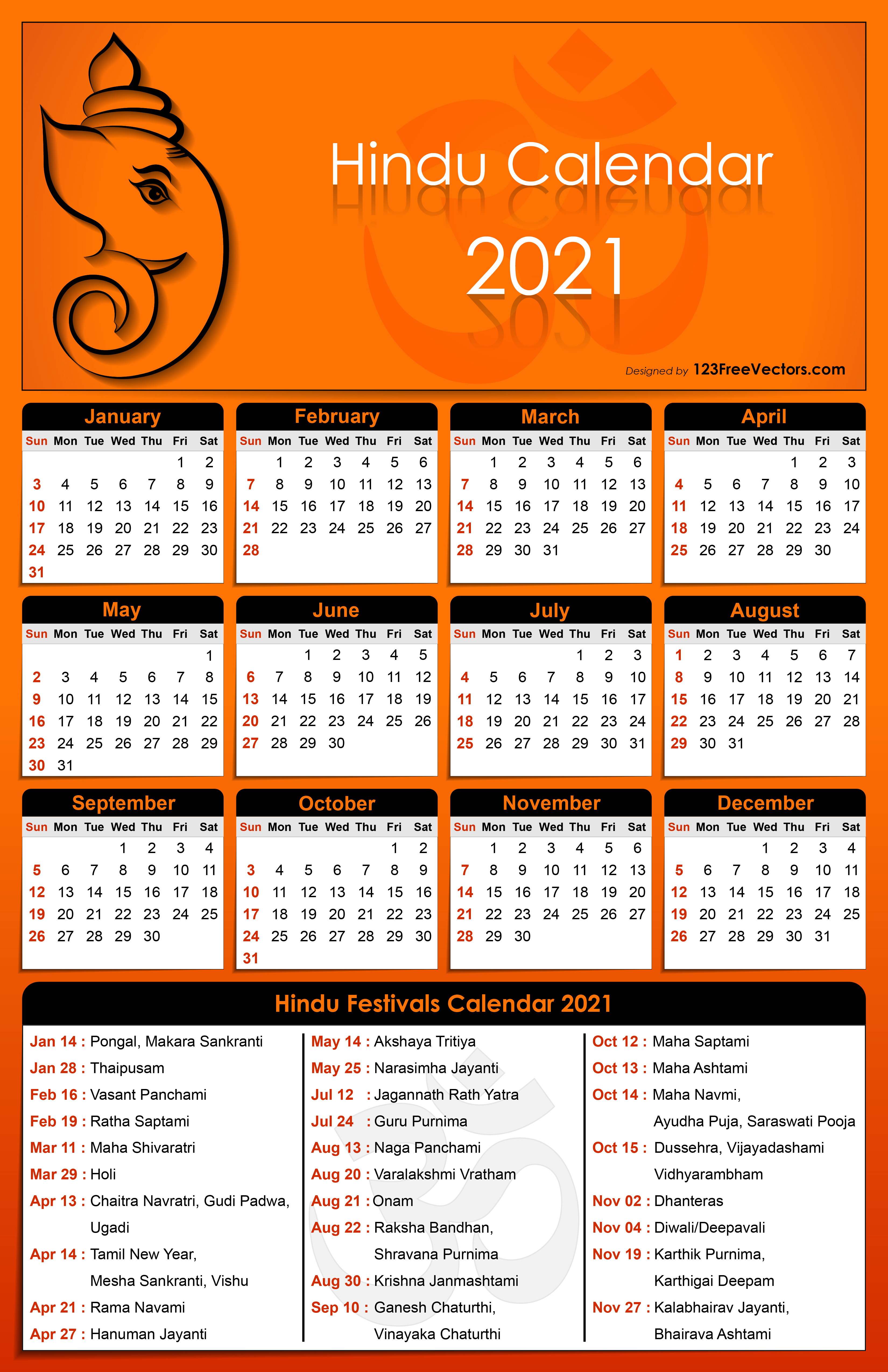 Calendar 2021 outlet with festivals