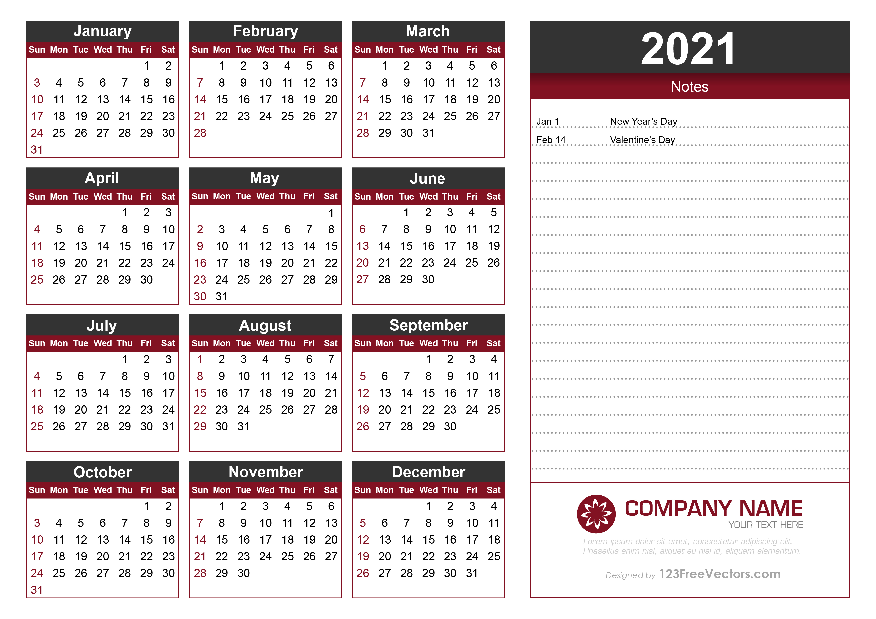 2021 Calendar