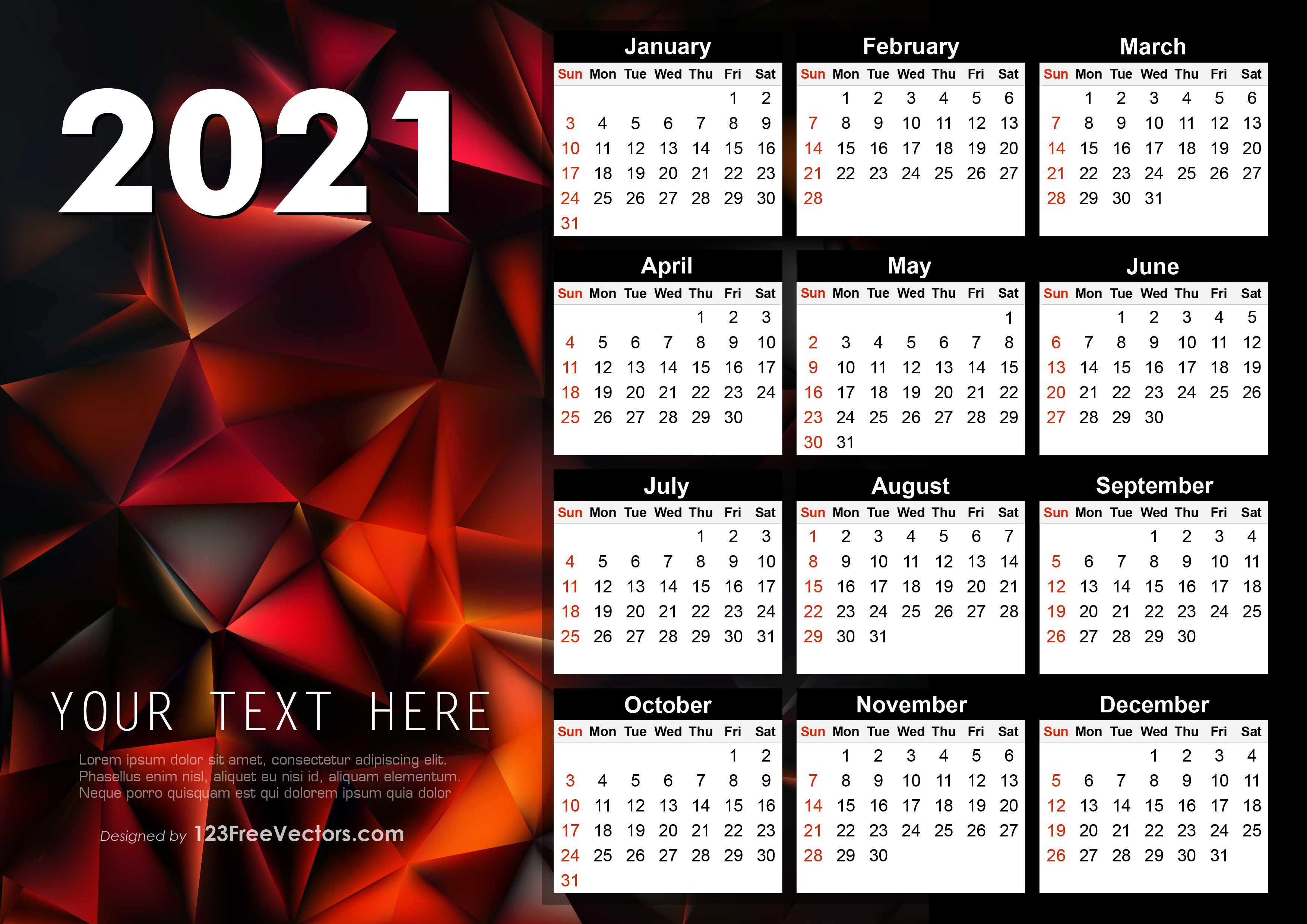 Free 2021 Calendar Graphic