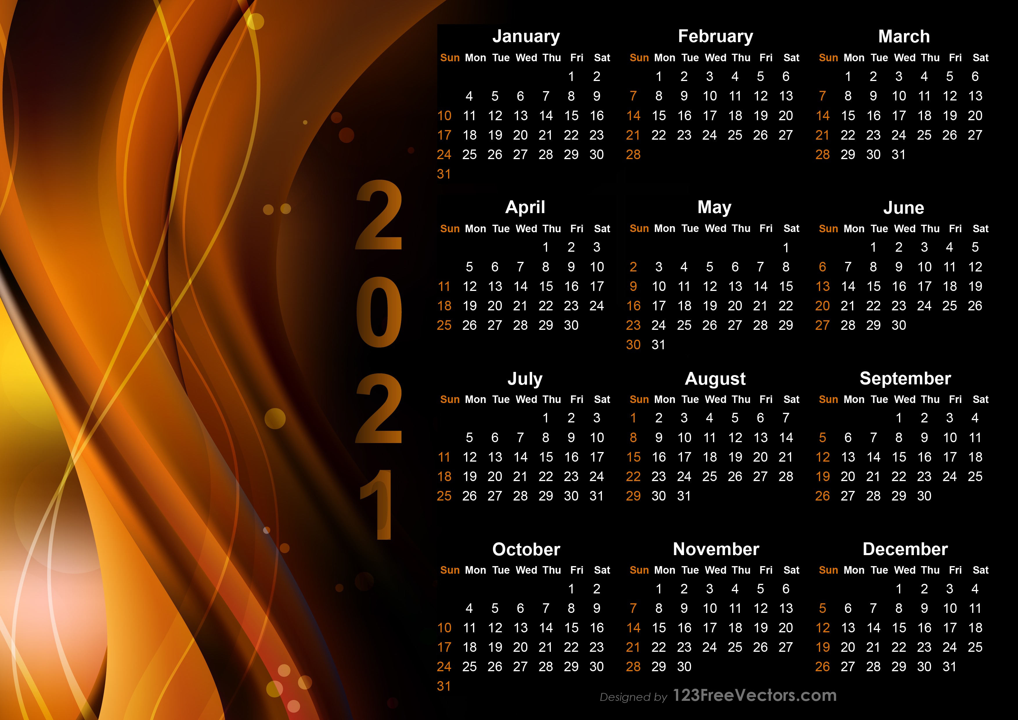 Free Calendar 2021 Design Templates Free Download