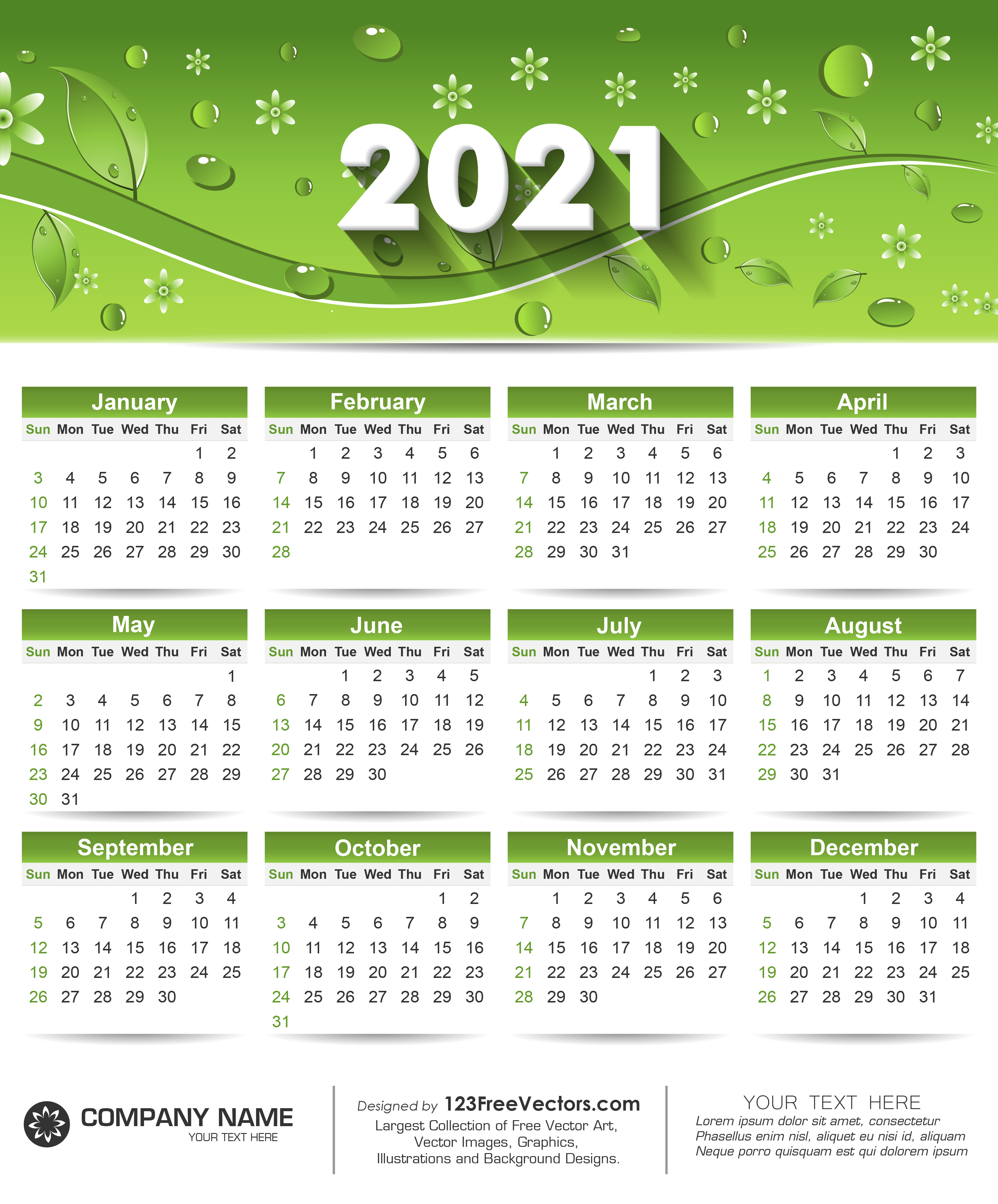 Free Free Printable Calendar 21 With Green Leaves