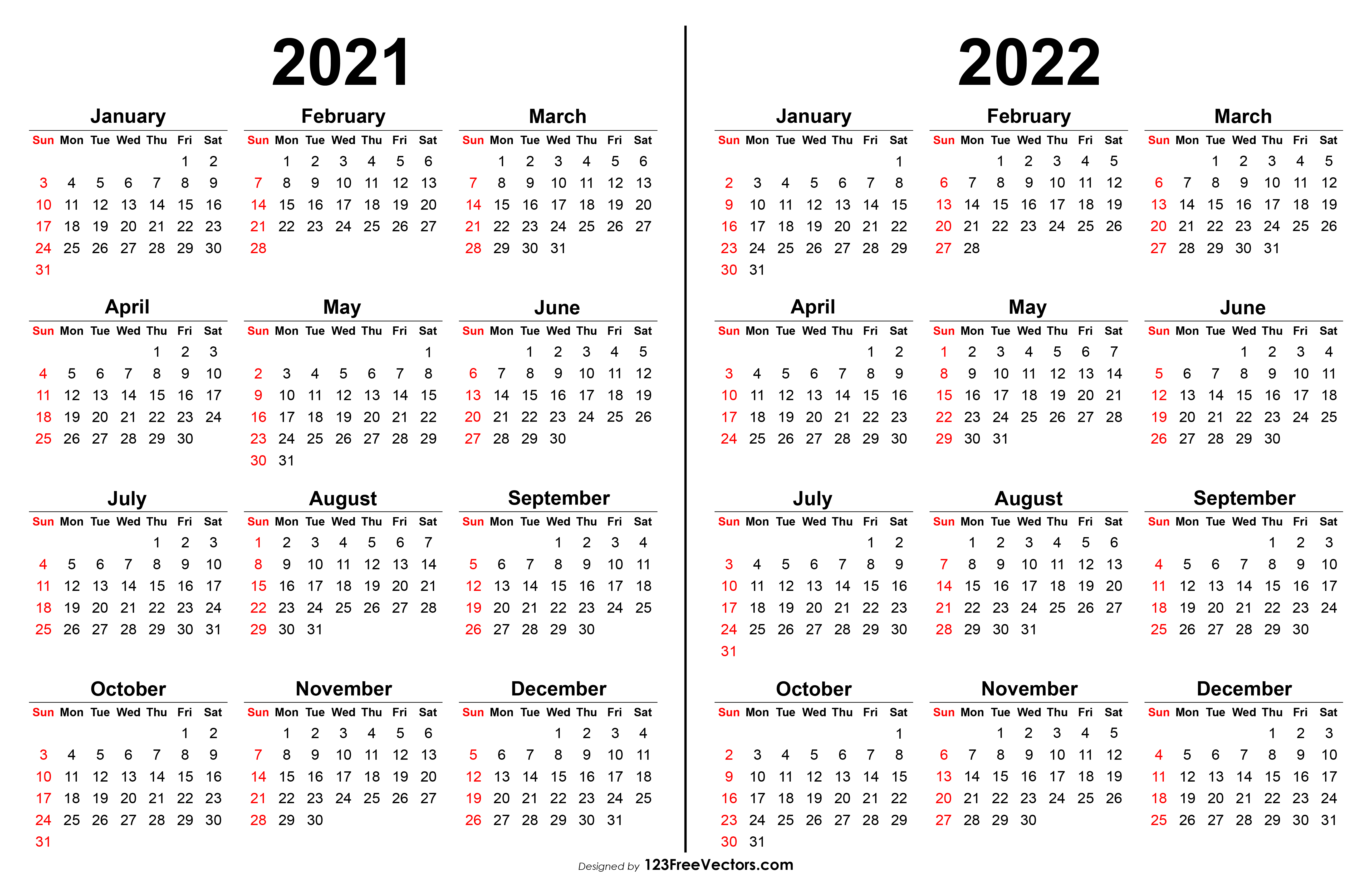 Featured image of post Printable Calendar 2021 And 2022