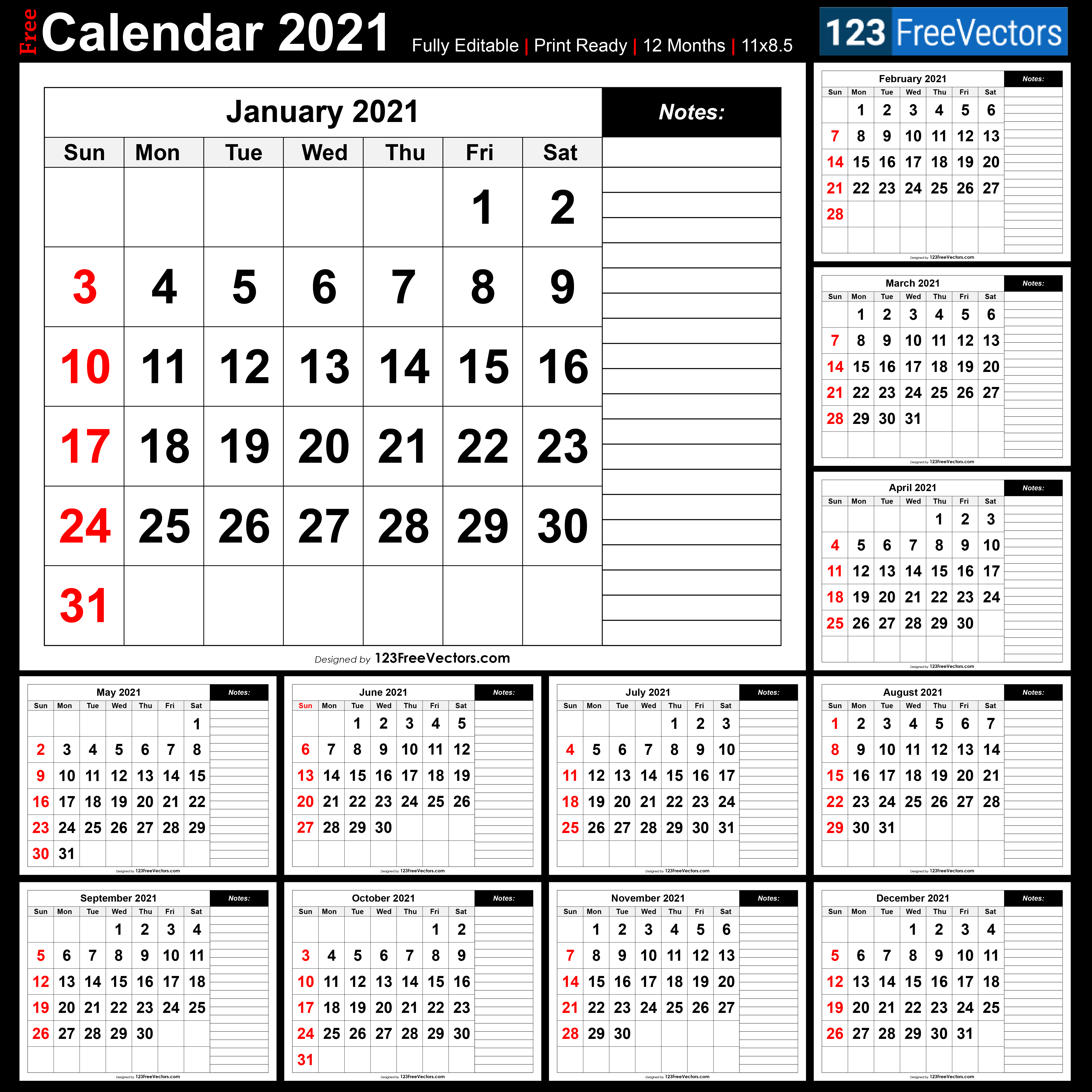 free printable monthly calendar 2021