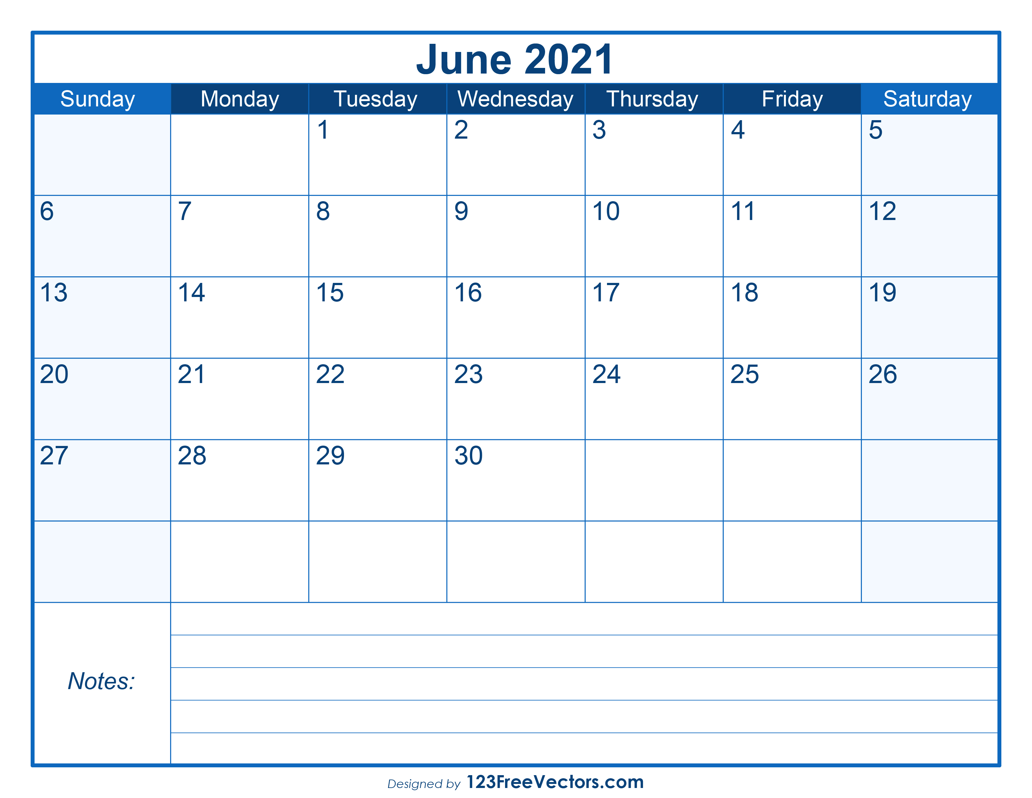 free blank printable june calendar 2021