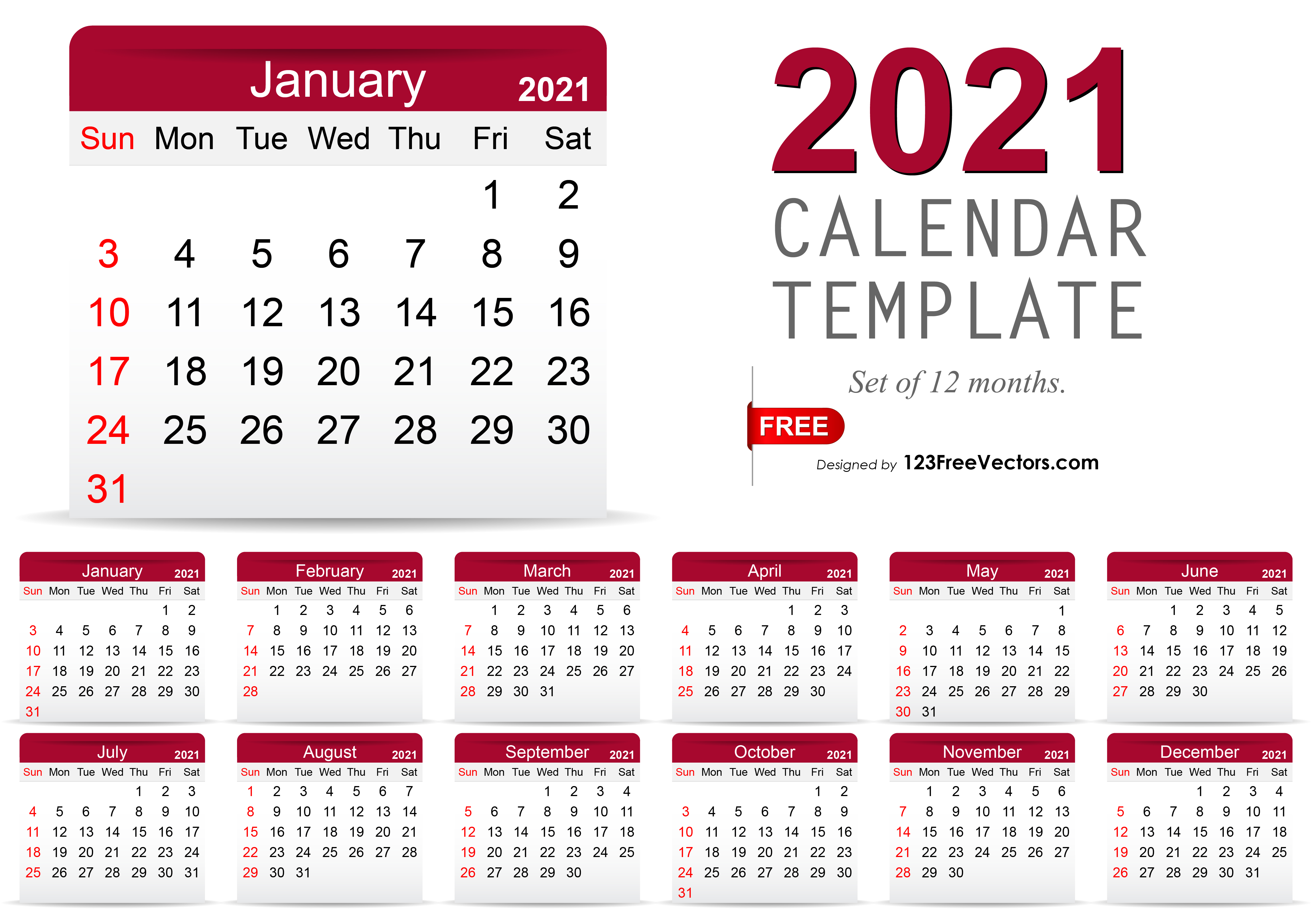 2021 Monthly Calendar