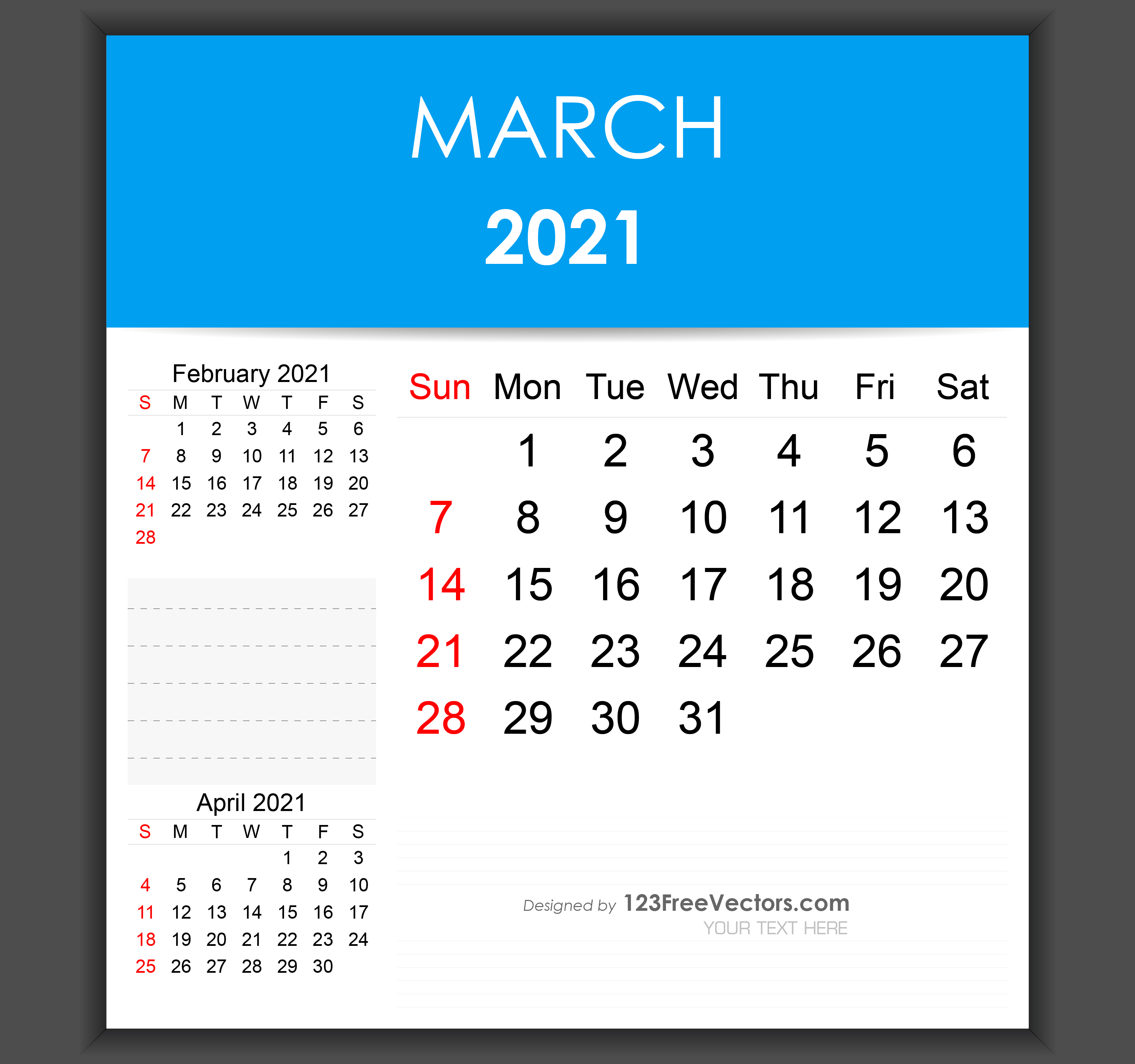 Free Editable March 2021 Calendar Template