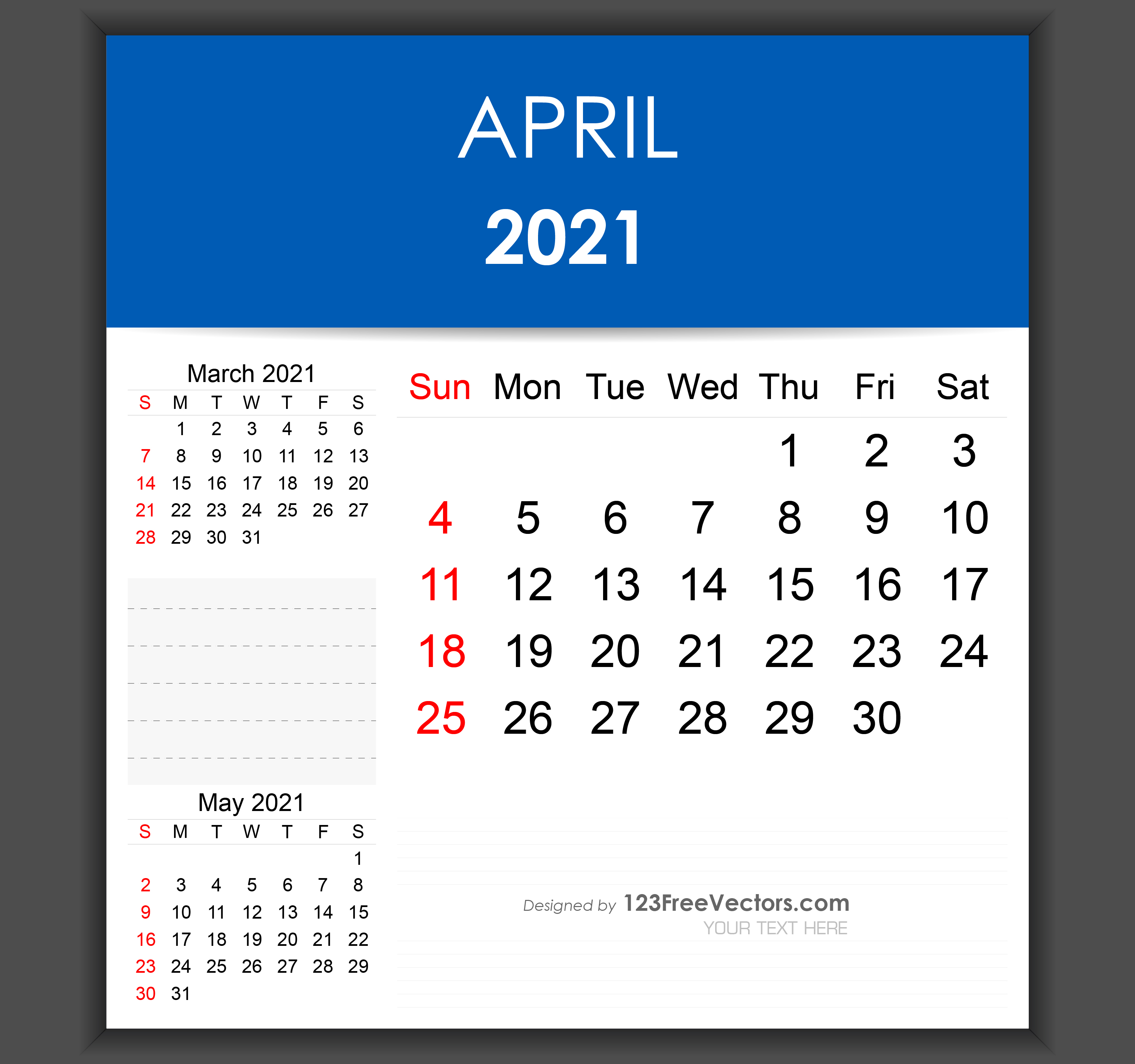 Free Editable April 2021 Calendar Template