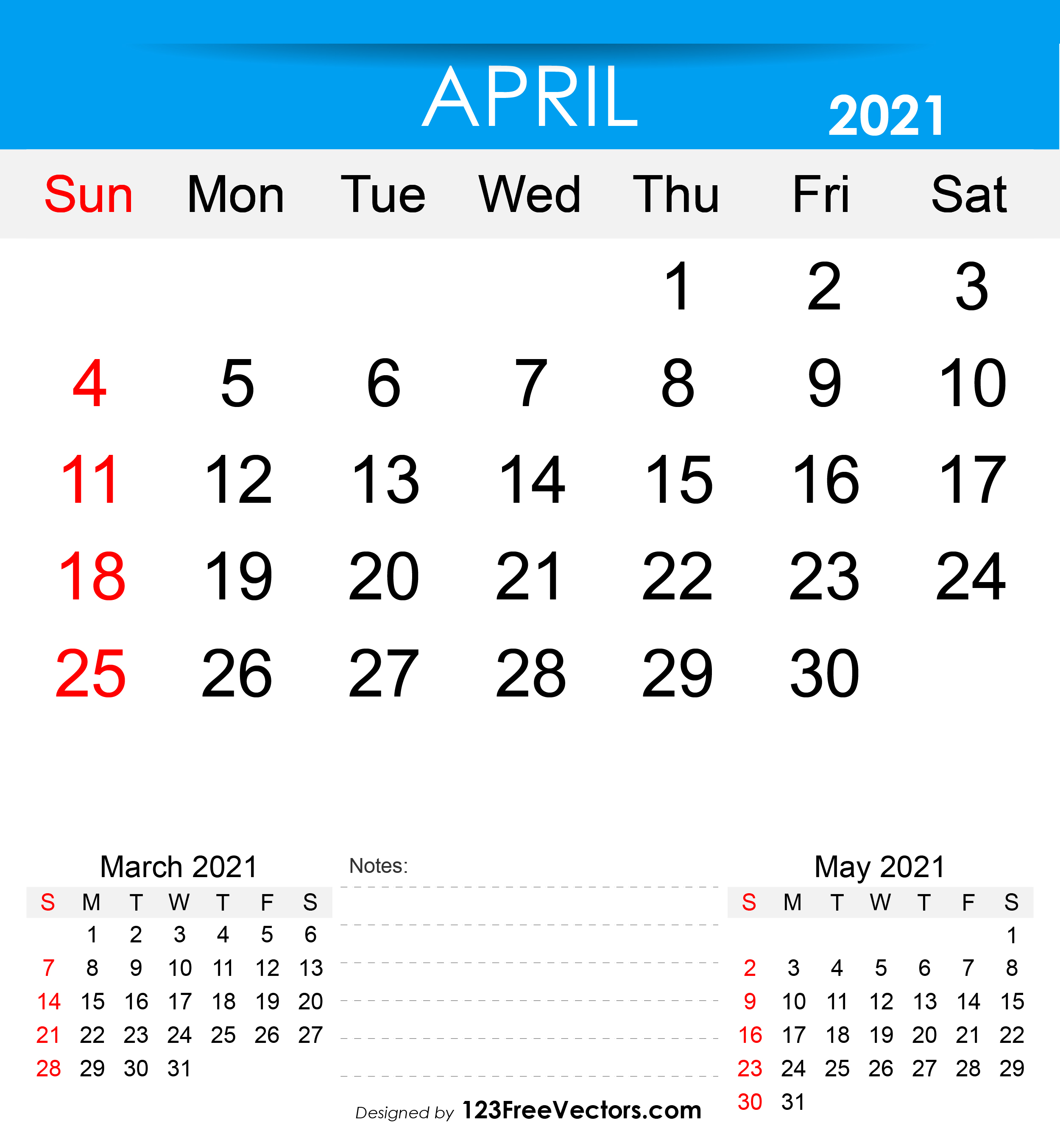 Free Free Printable April 2021 Calendar