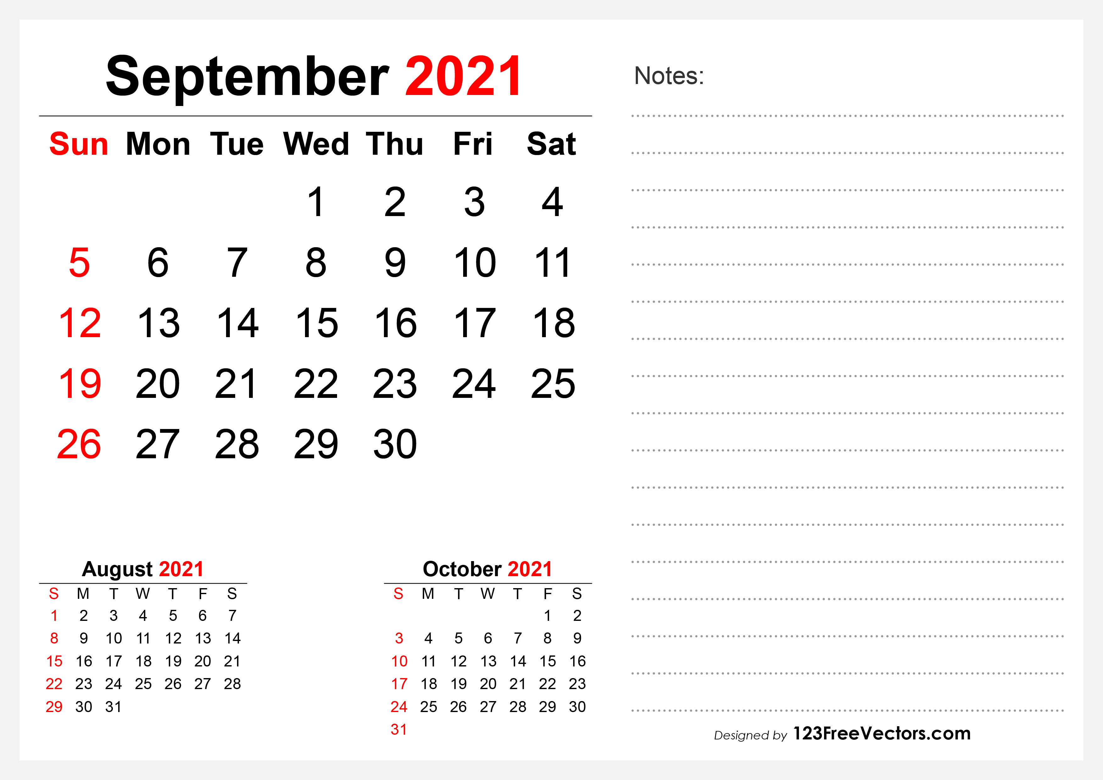 Free 2021 September Desk Calendar Design