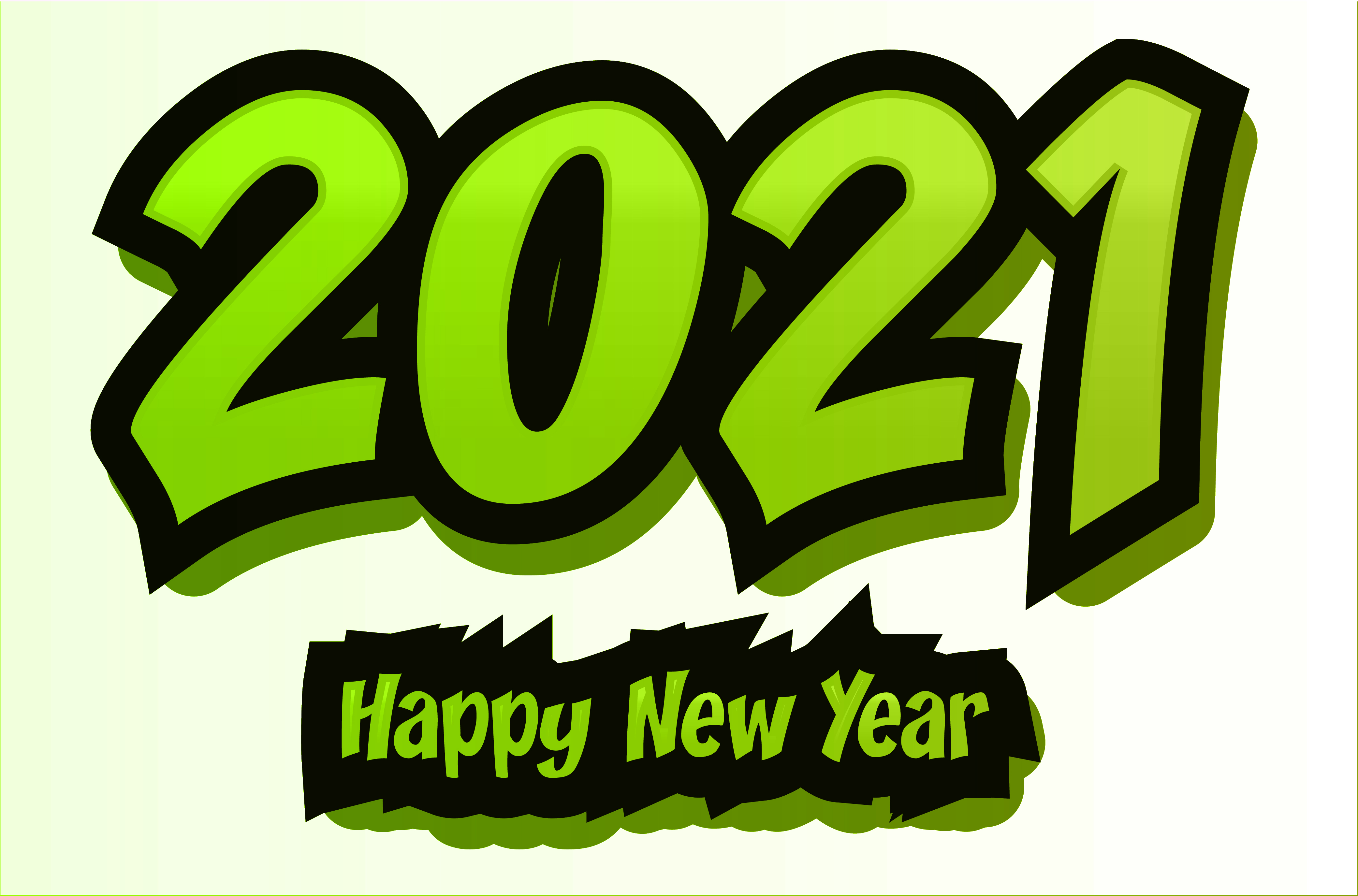 Free Happy New Year 2021 Green Background Vector