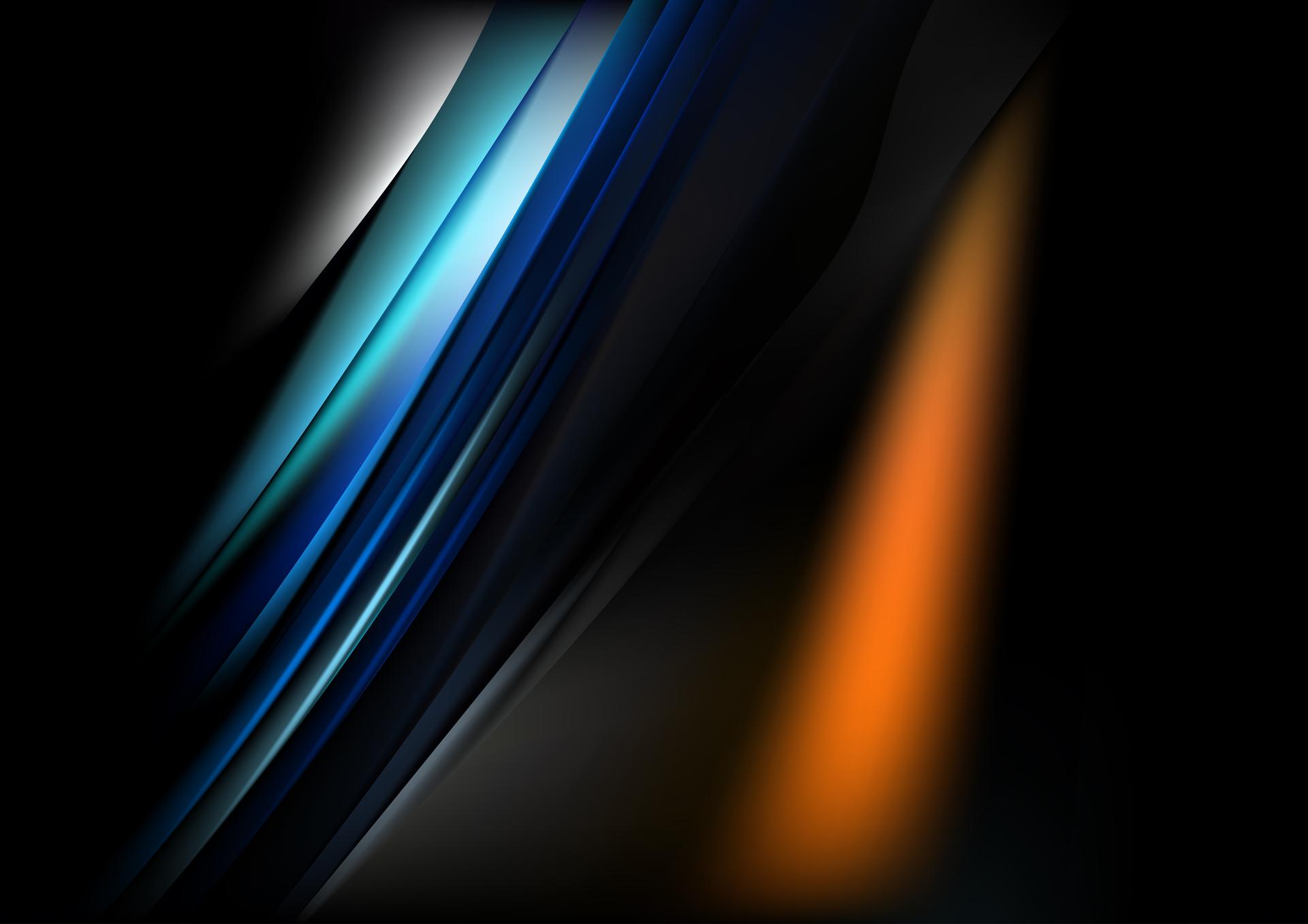 Abstract Blue Orange and Black Diagonal Shiny Background