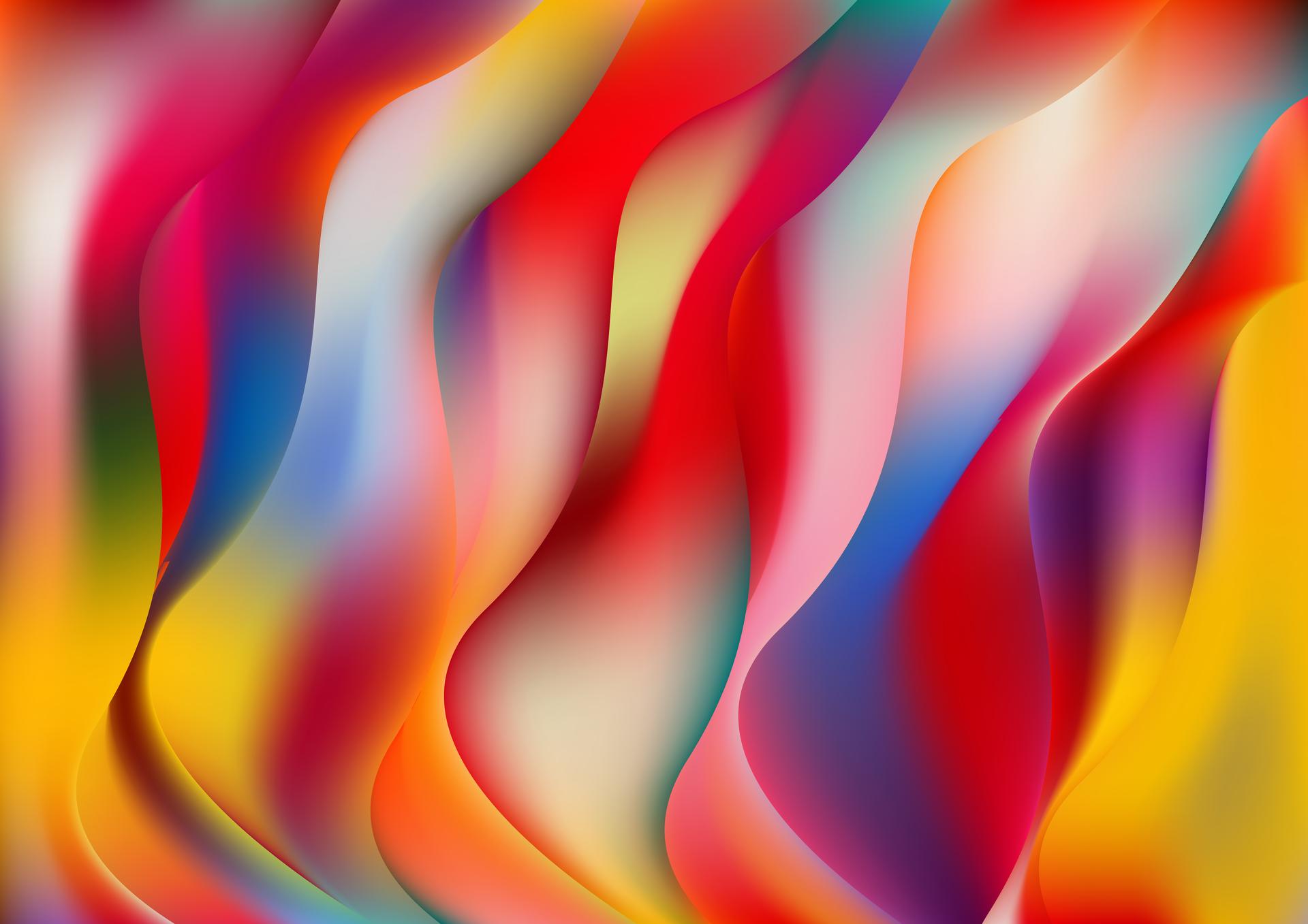Abstract Red Yellow and Blue Wave Background Template Vector Image