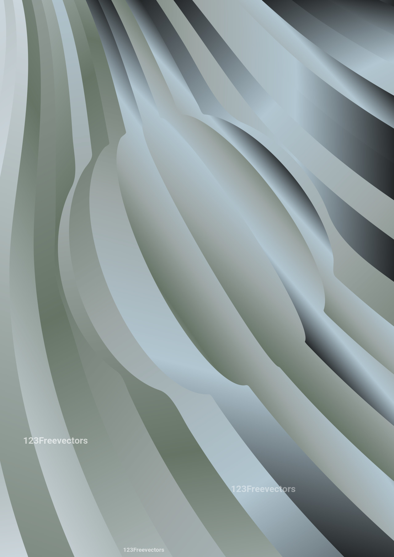 Abstract Blue Green and Grey 3D Wave Stripe Background Vector Graphic