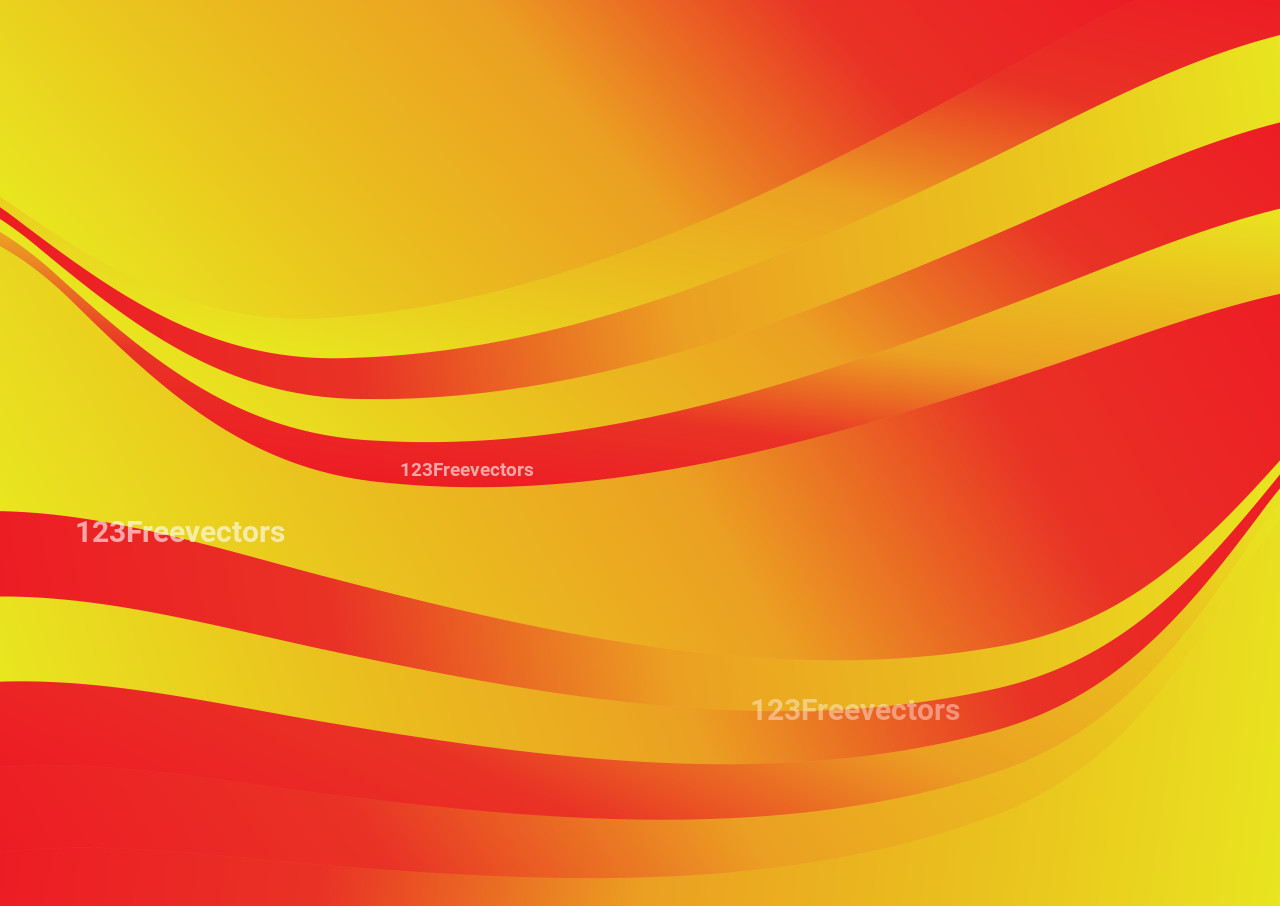 Abstract Wavy Red and Yellow Gradient Background Vector Illustration