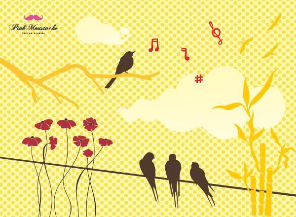 Free Vector Set: Birds and Flowers