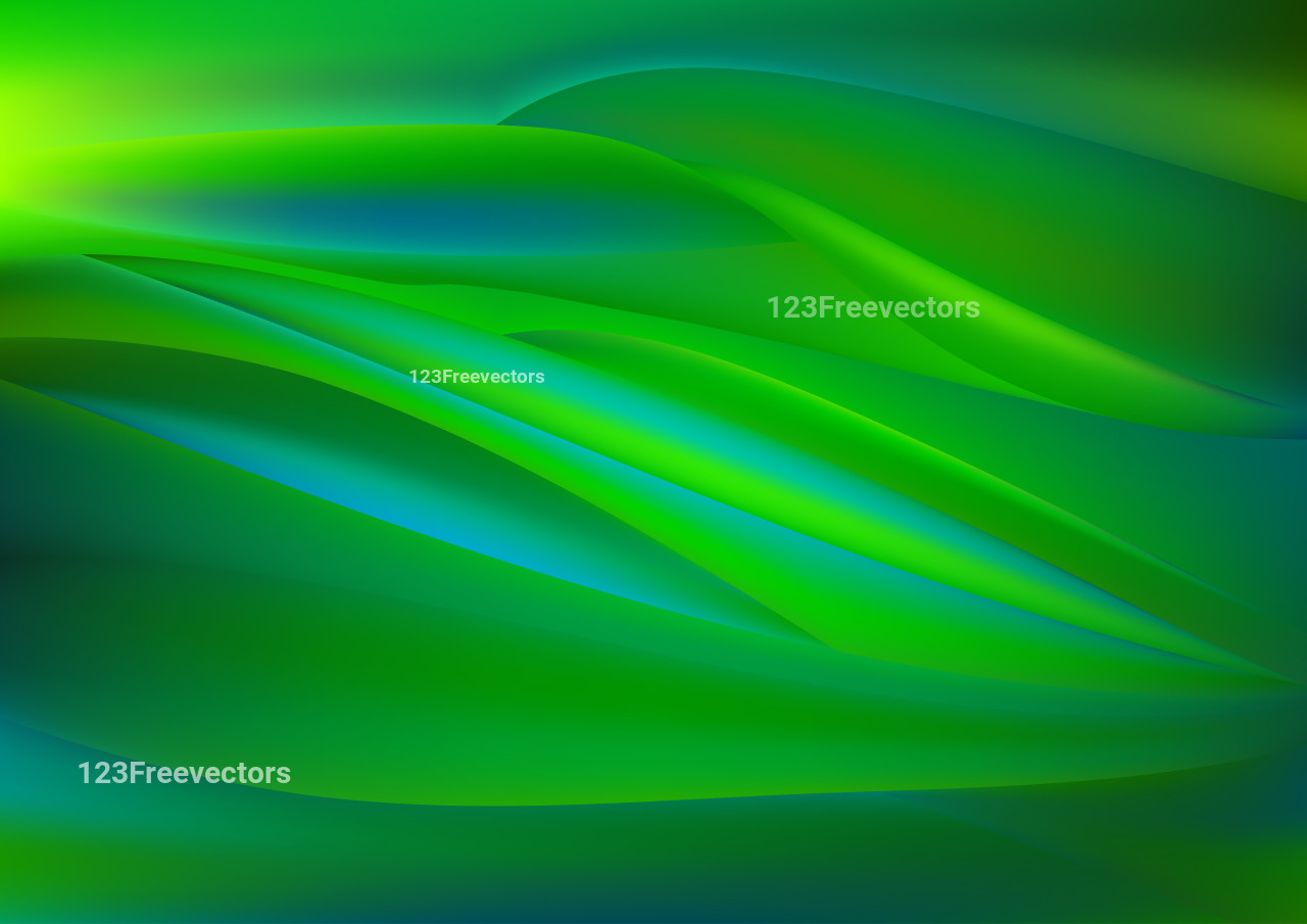 Abstract Glowing Blue and Green Wave Background