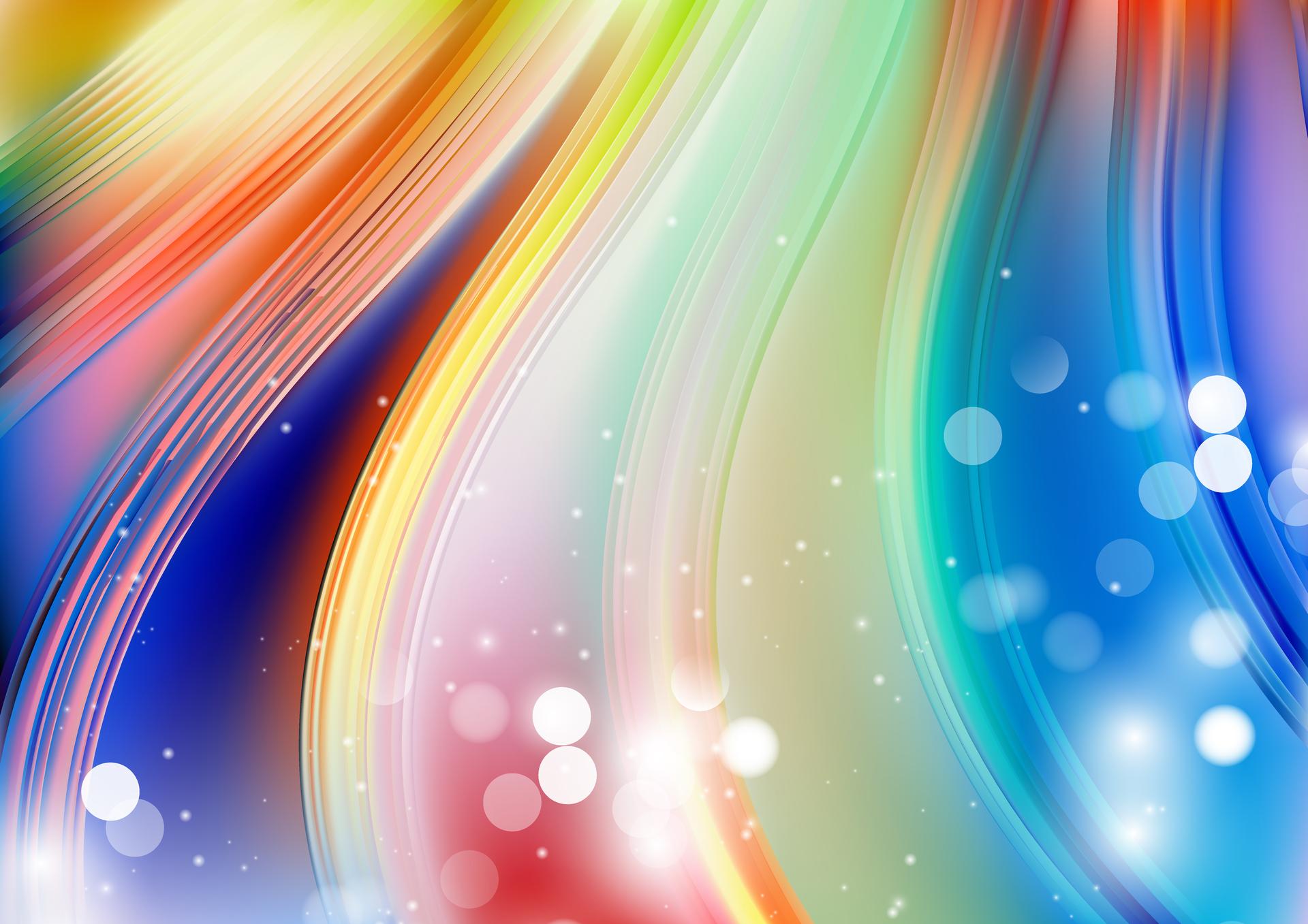 Abstract Red Yellow and Blue Bokeh Wavy Background Vector Image