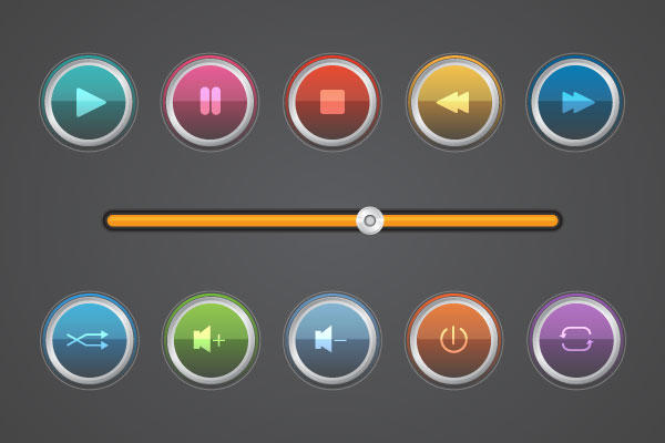 Vector Glossy Music Buttons