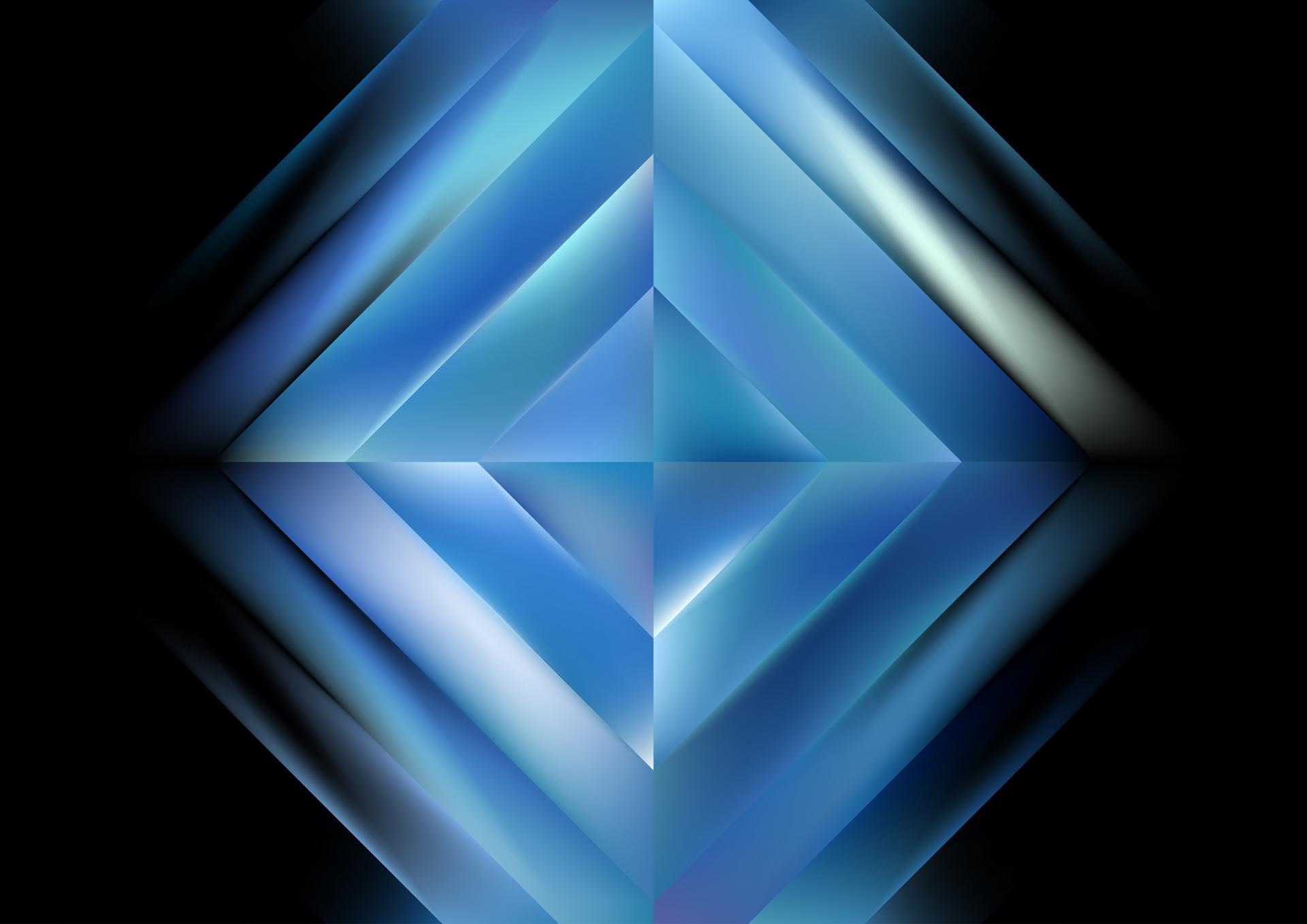 Abstract Black and Blue Concentric Rhombus Geometric Background Vector Graphic
