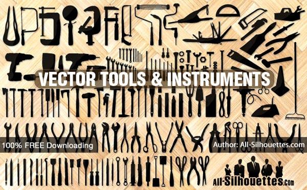 Free Vector Tools, Instruments, Equipment Silhouettes