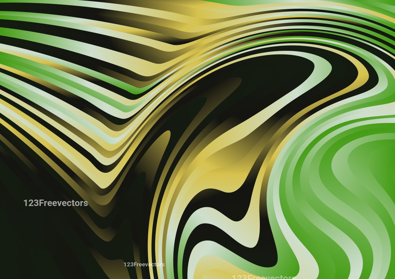 Black Green and Yellow Abstract Wavy Ripple Lines Background