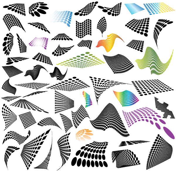 50 Abstract Halftone Design Elements Free Vector