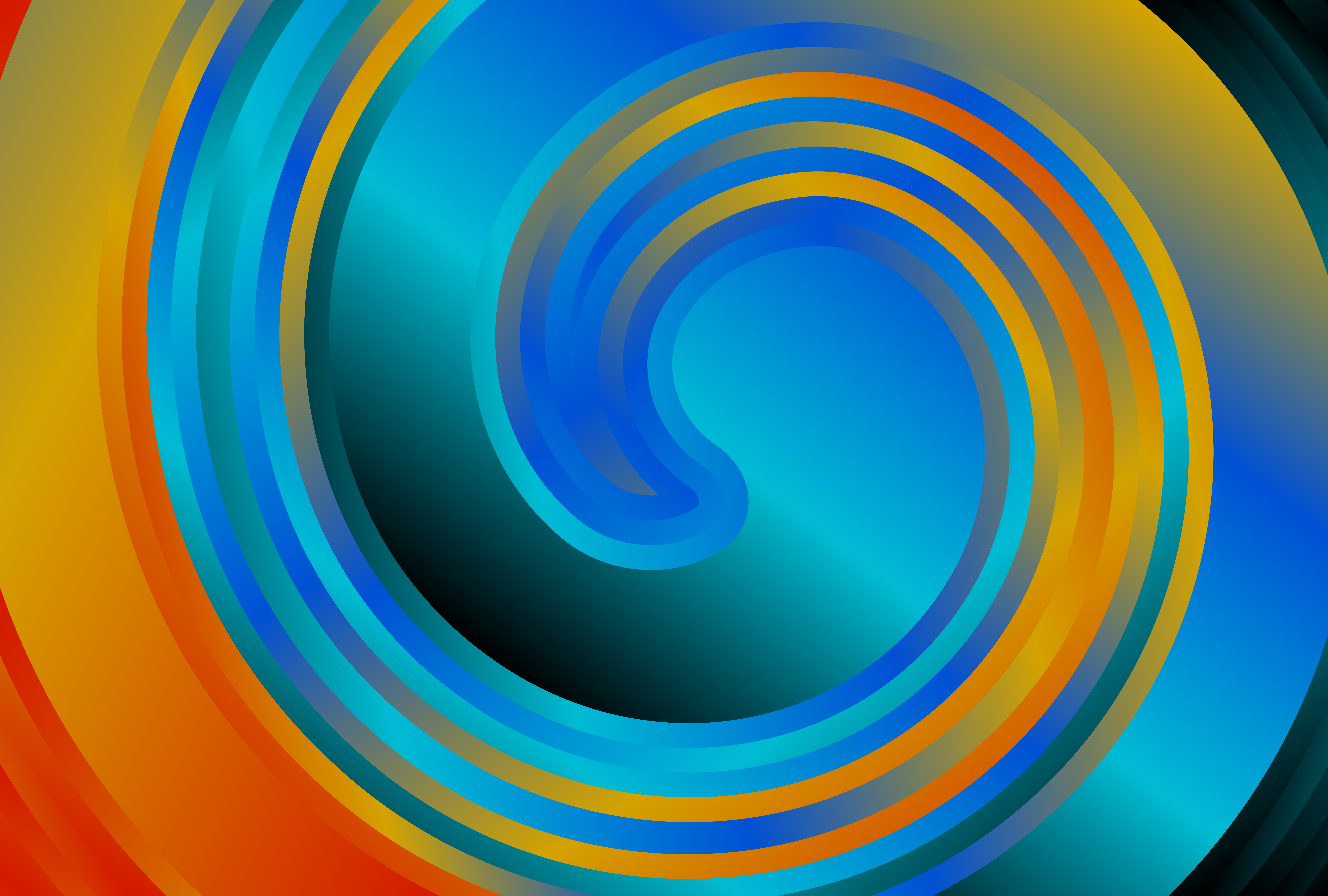 Abstract Red Orange and Blue Gradient Twirling Vortex Background