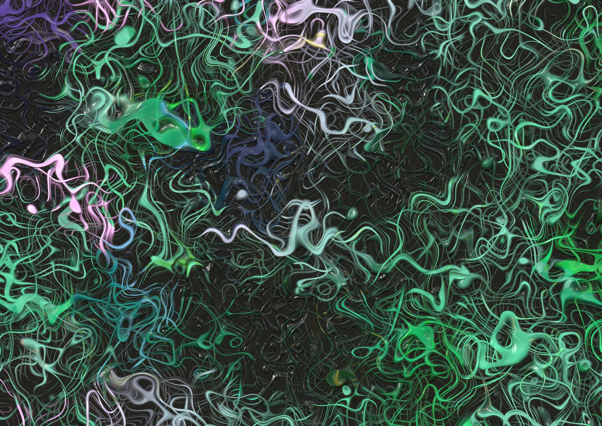 Abstract Swirls of Green and Pink
