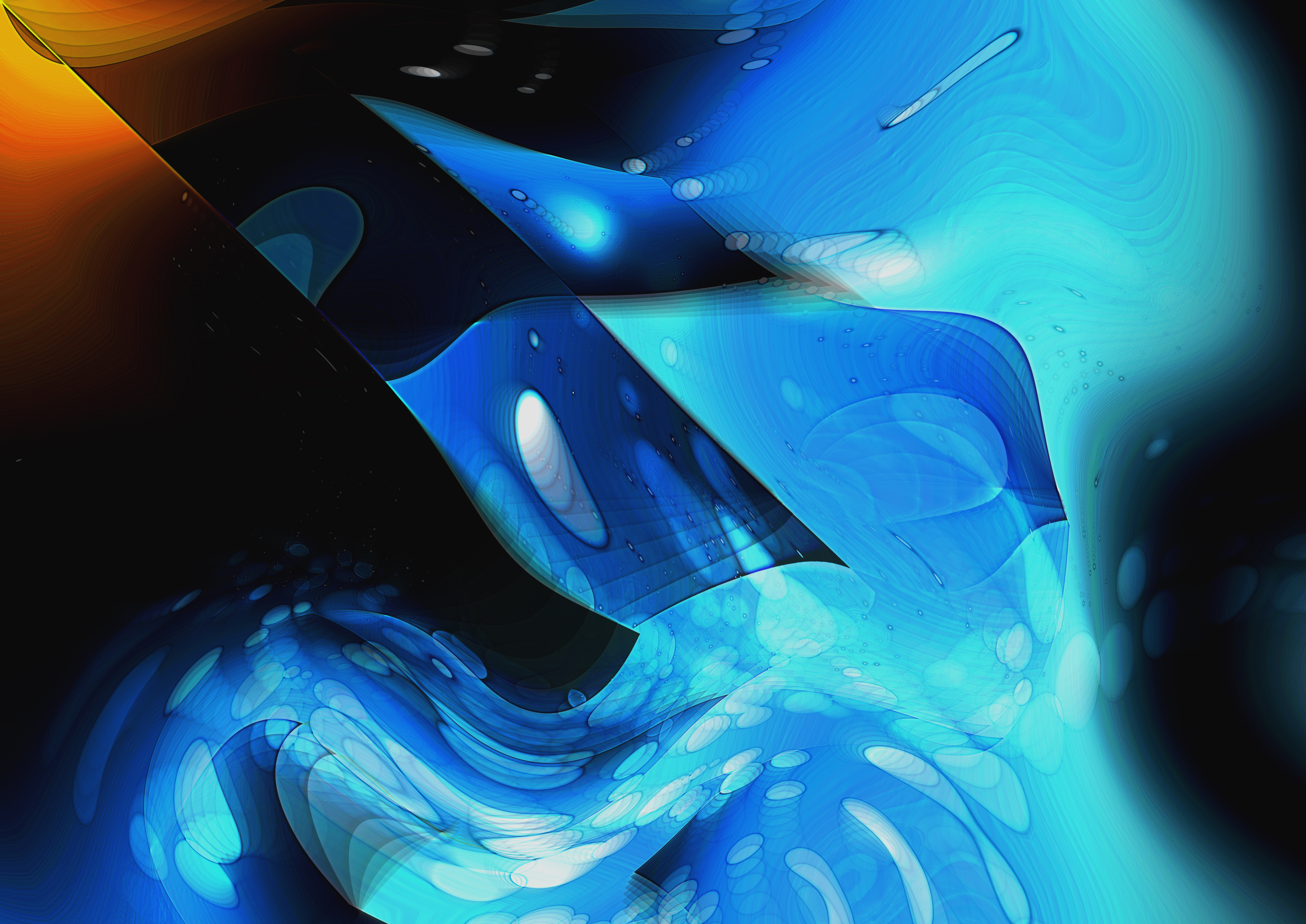 Abstract Blue Orange and Black Graphic Background
