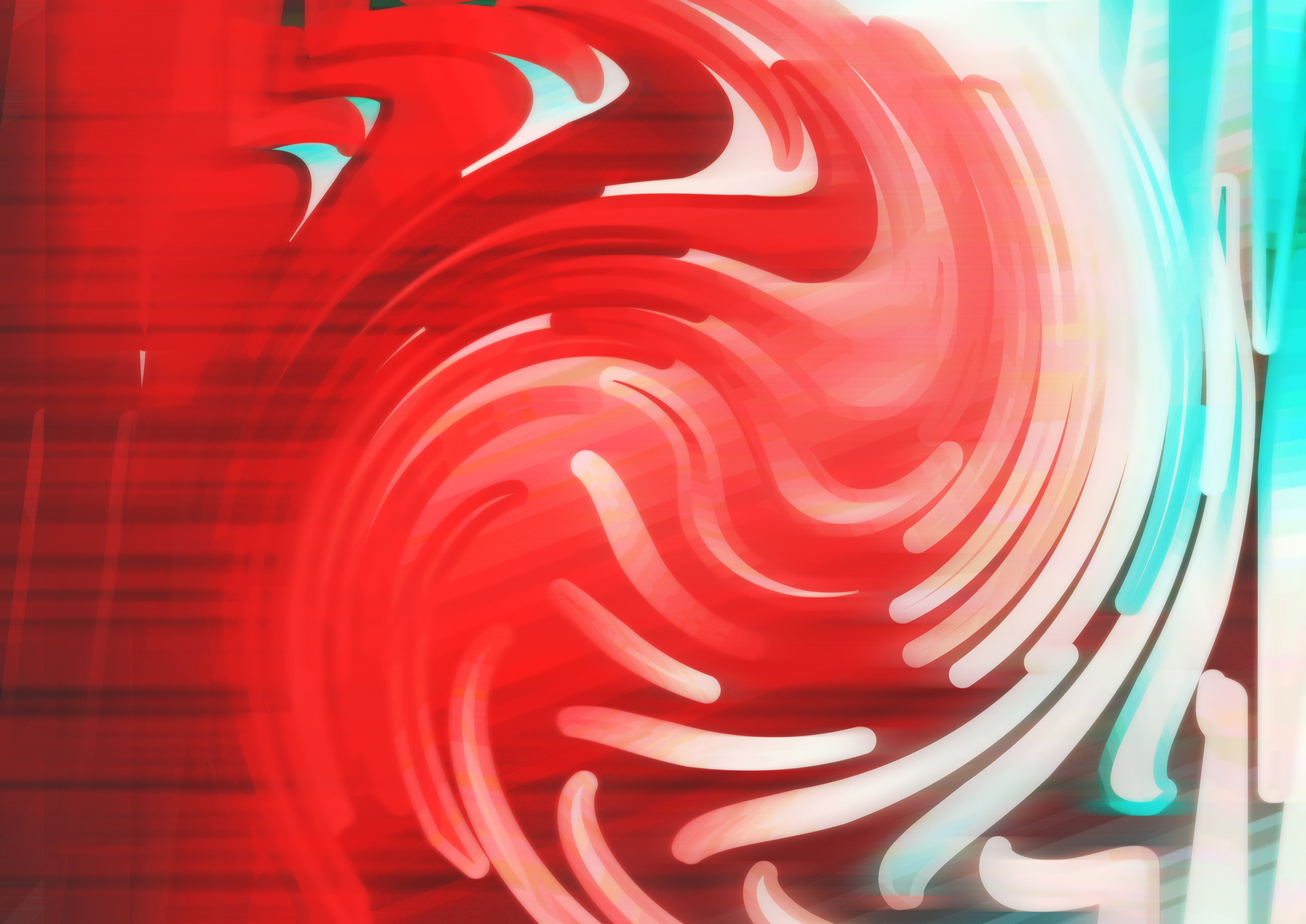 Swirling Red and White Abstract