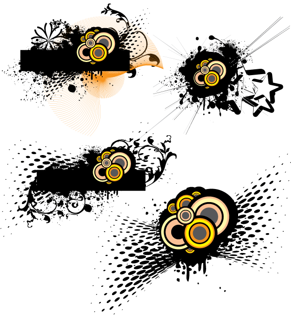 Free Grunge Vector with Circle and Halftone Elements