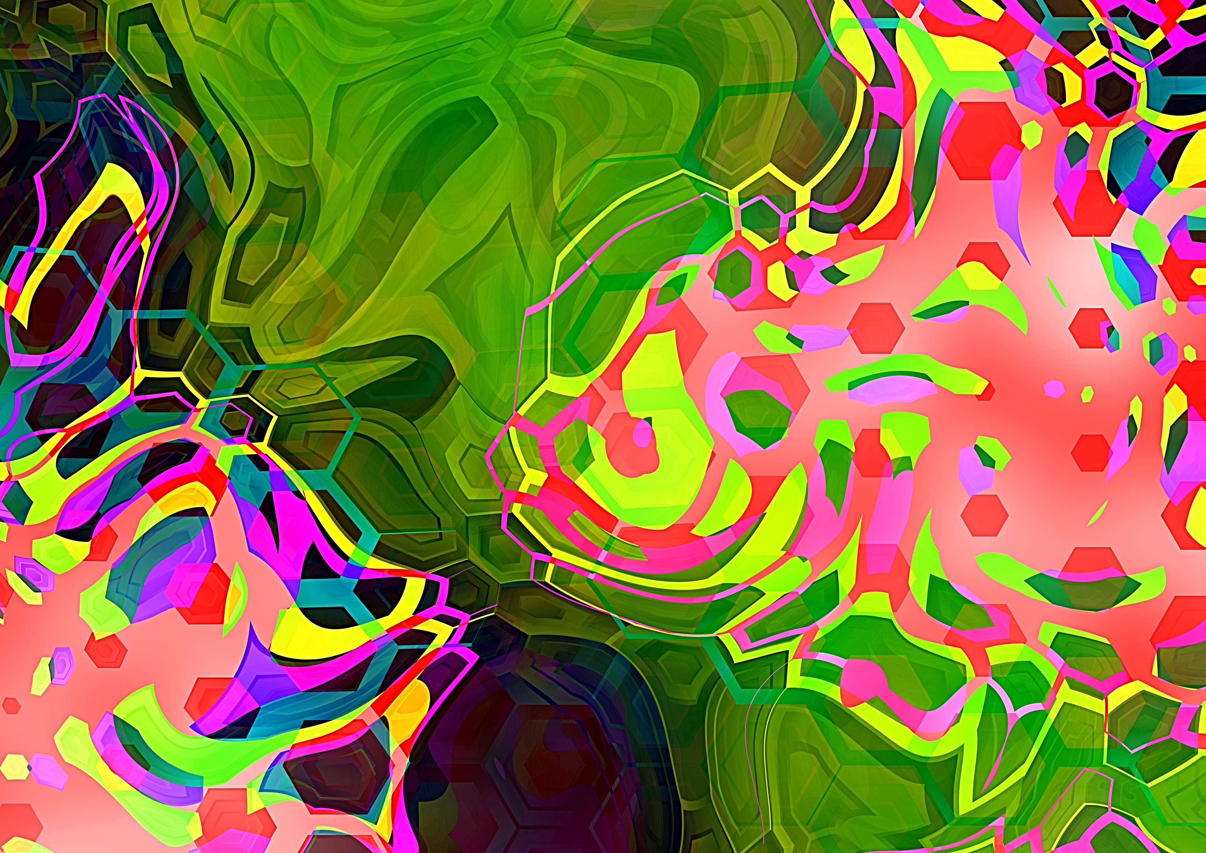 Abstract Hexagon Composition