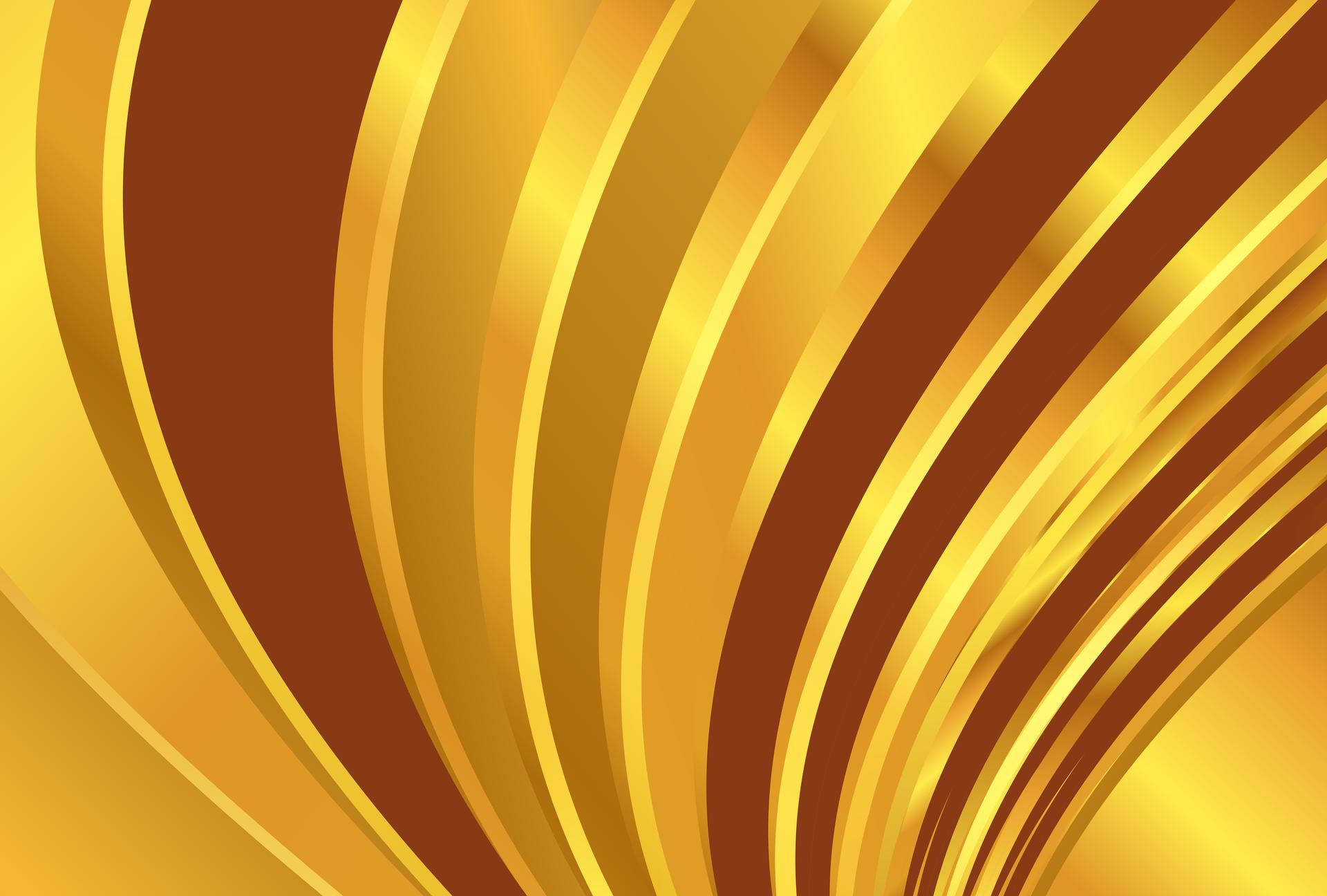 Gold and Orange Shiny Curved Stripes Background