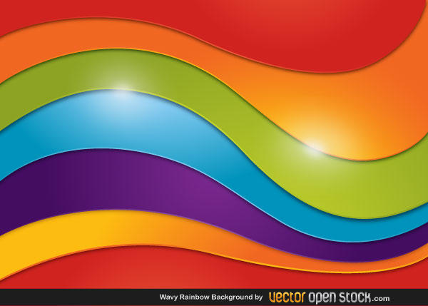 Abstract Wavy Rainbow Background Vector