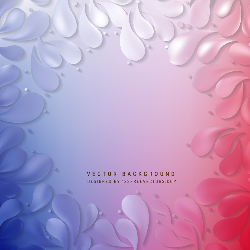 Abstract Blue Red Decorative Floral Drops Background