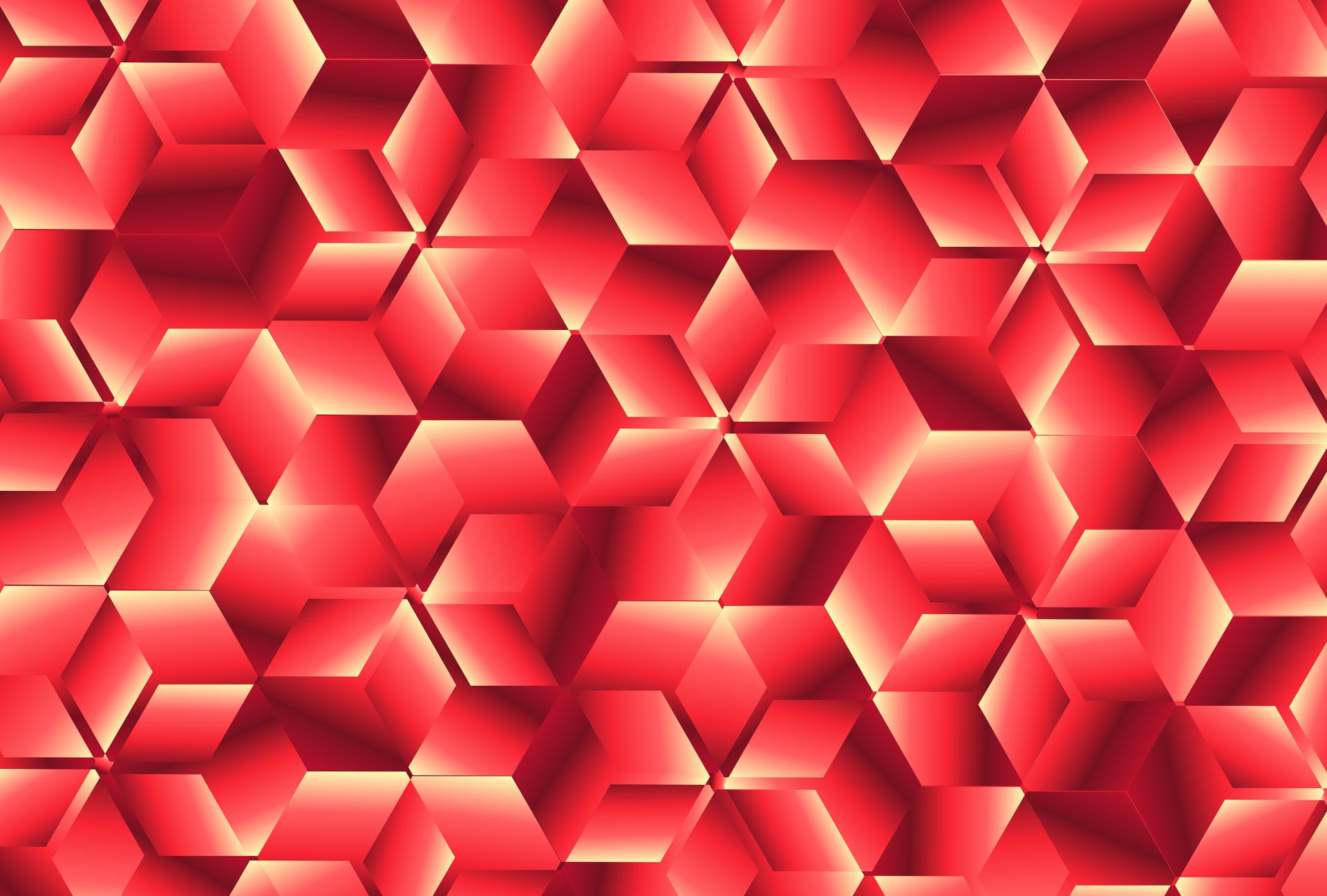 Red Geometric Cubes
