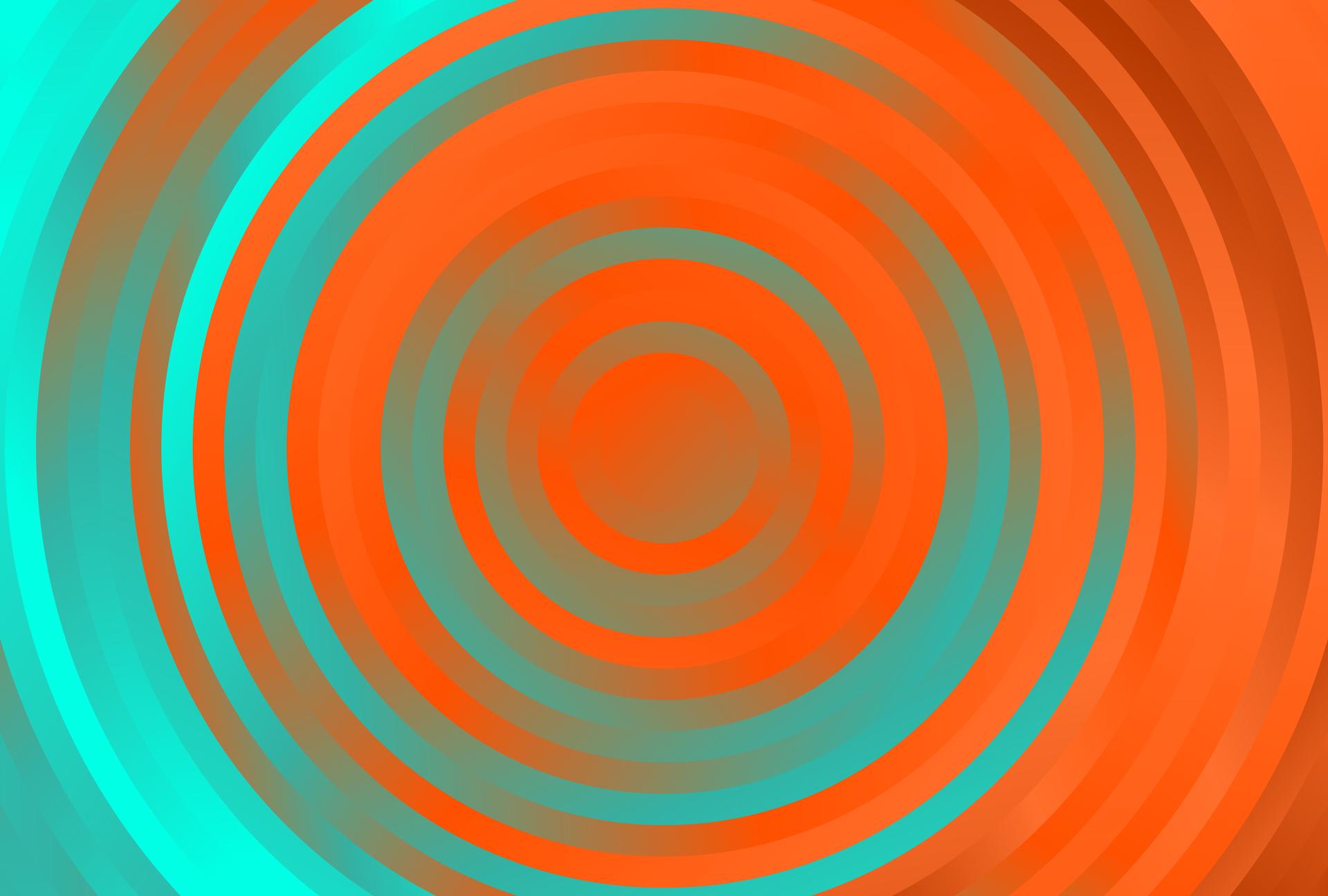 Blue and Orange Gradient Concentric Circles Background
