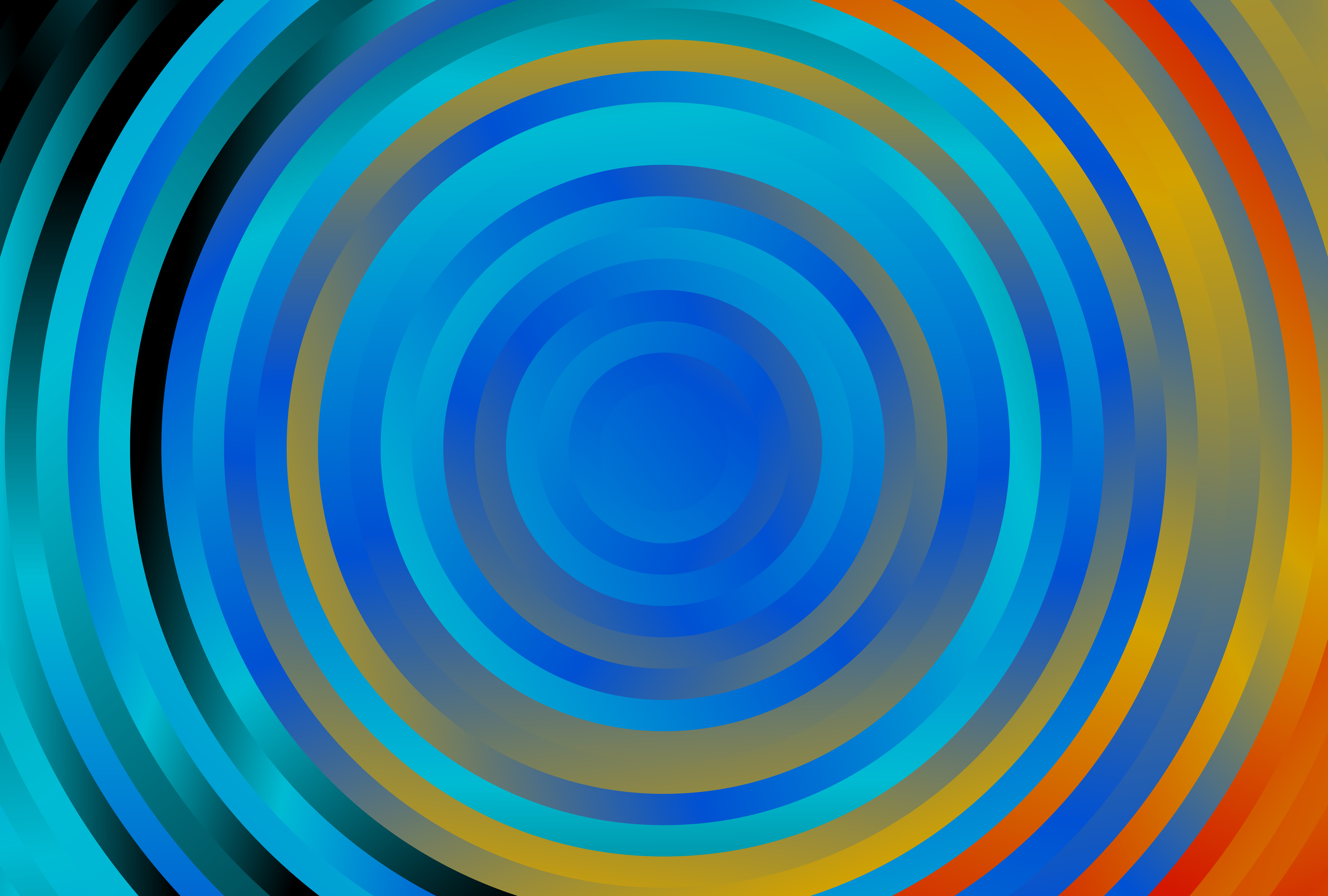 Blue and Orange Gradient Concentric Circles Background