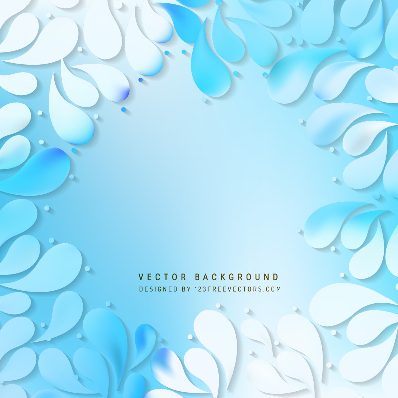 Abstract Light Blue Floral Ornamental Drops Background