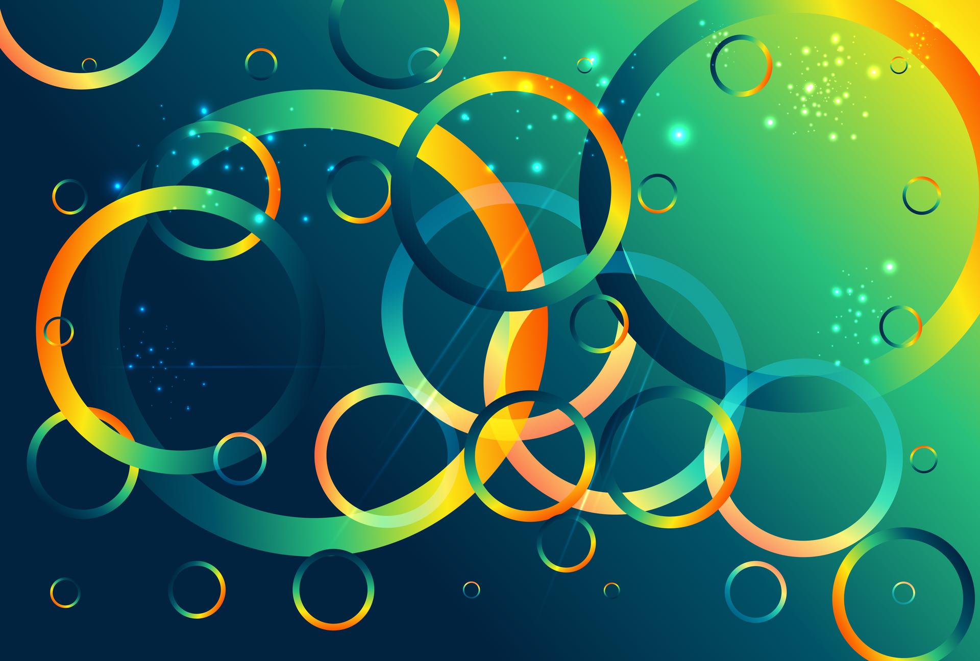 Overlapping Circles Blue and Orange Gradient Background