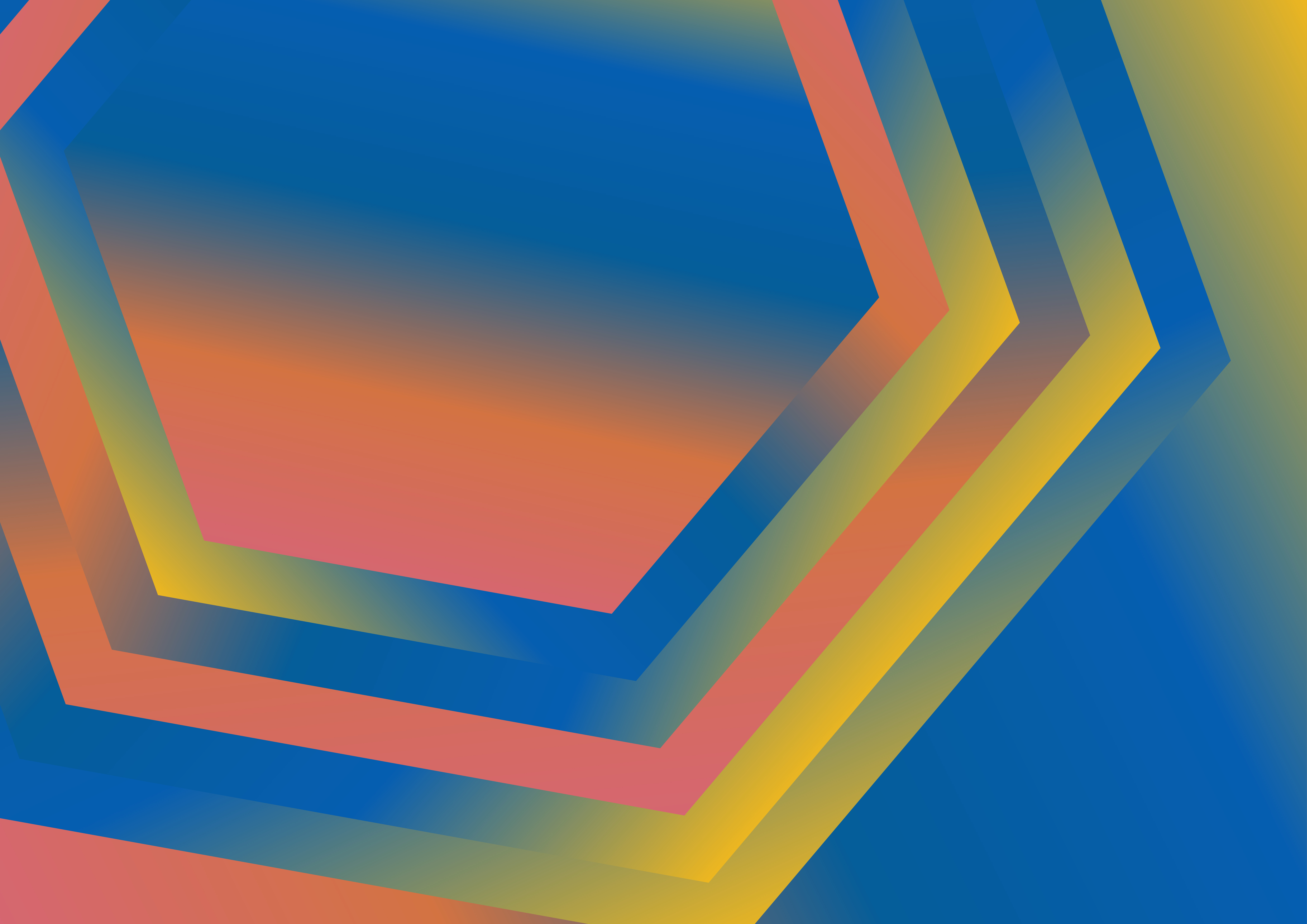 Red Yellow and Blue Gradient Concentric Hexagon Shape Background