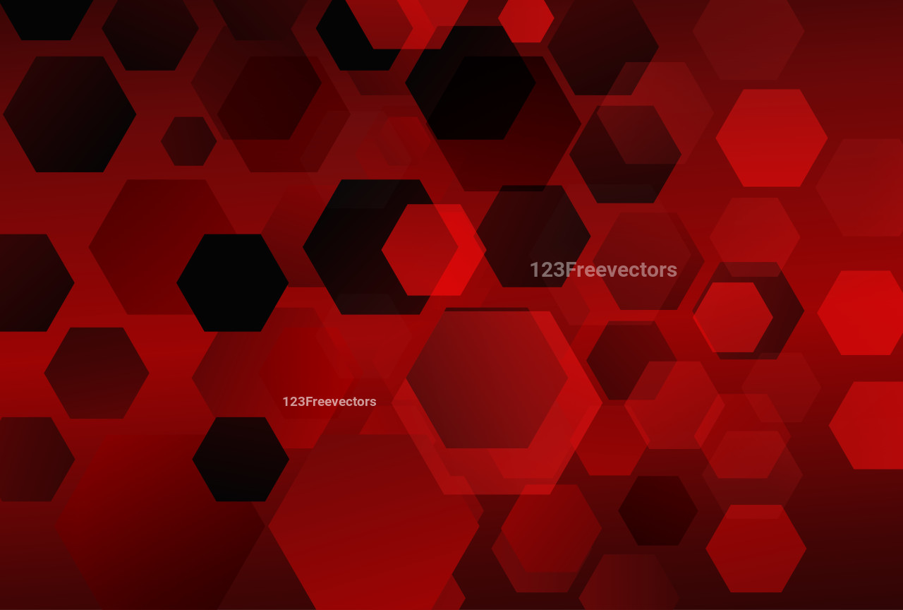 Abstract Red and Black Gradient Hexagon Background