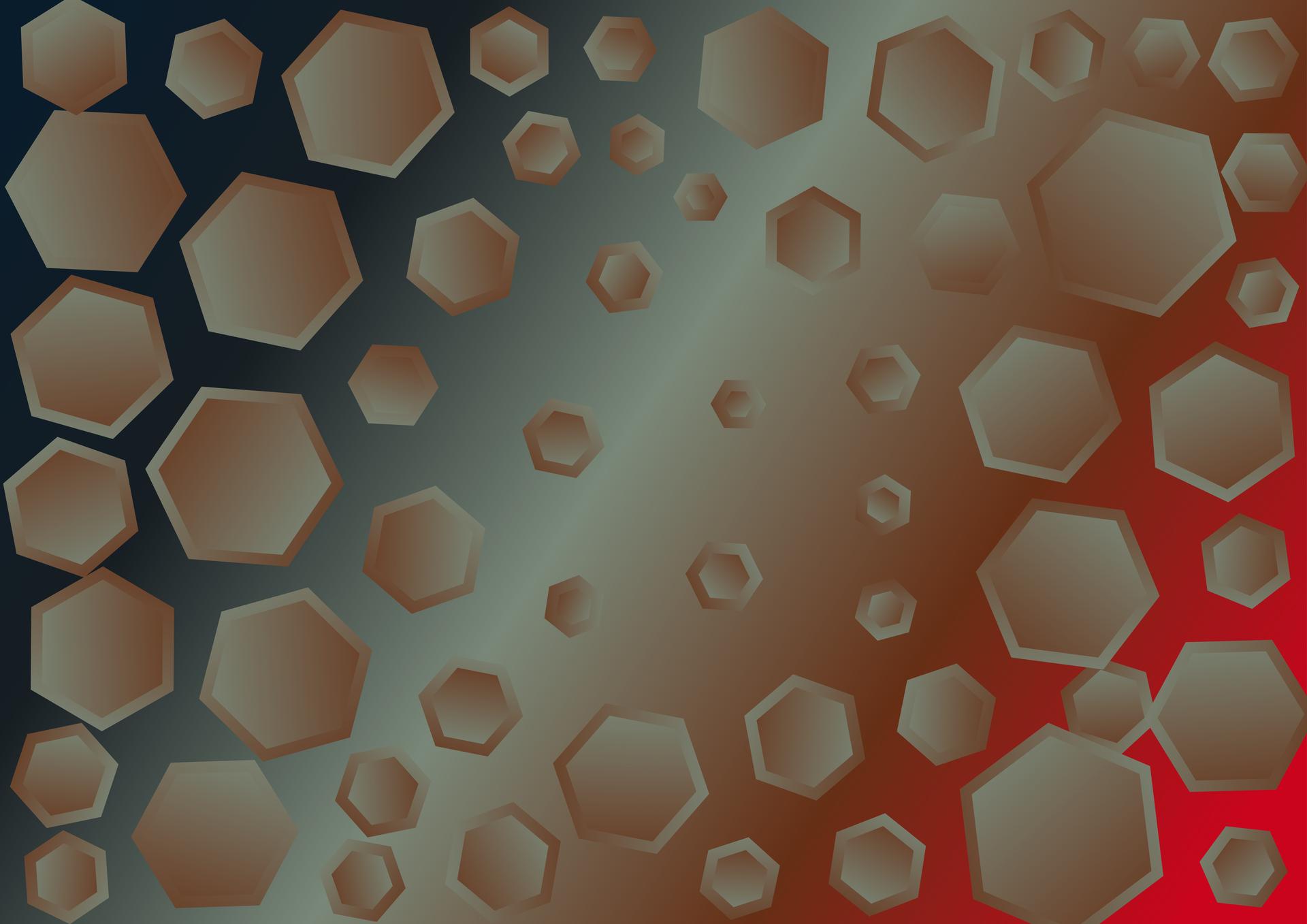 Brown Red and Blue Gradient Hexagon Shape Background